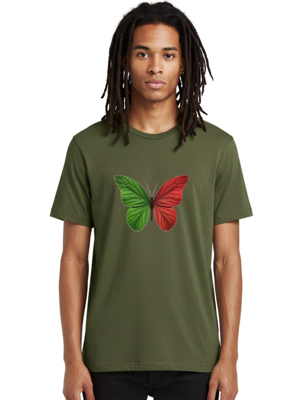 Red-And-Green-Butterfly Men'S Graphic Tee, 100% Cotton, Comfortable Casual Summer Wear, Machine Washable, Vintage Camera, Old Camera, Antique Camera, Black Camera, Classic Photography, Photography Equipment, Nostalgic Device, Film Camera, Ban295