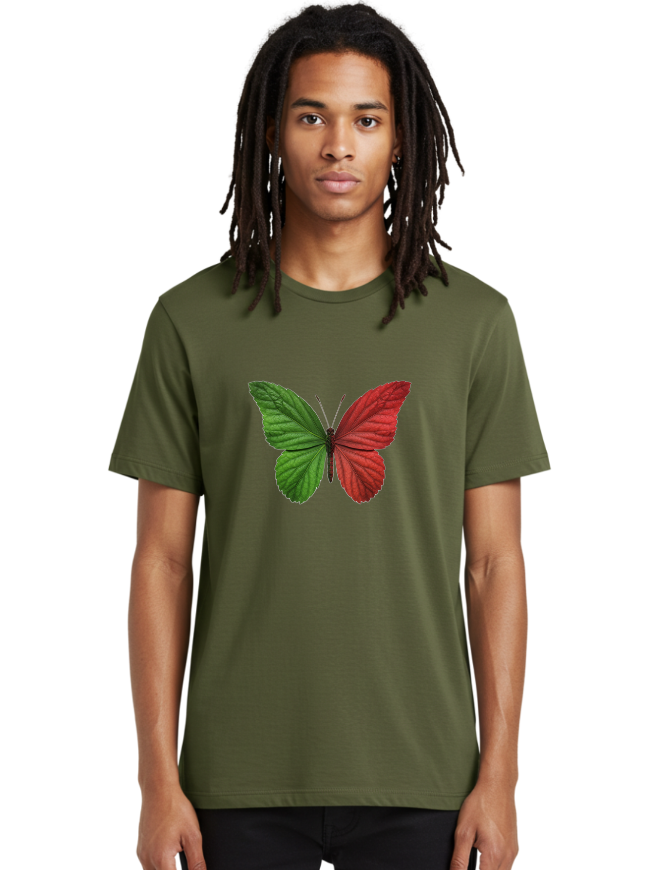 Red-And-Green-Butterfly Men'S Graphic Tee, 100% Cotton, Comfortable Casual Summer Wear, Machine Washable, Vintage Camera, Old Camera, Antique Camera, Black Camera, Classic Photography, Photography Equipment, Nostalgic Device, Film Camera, Ban295