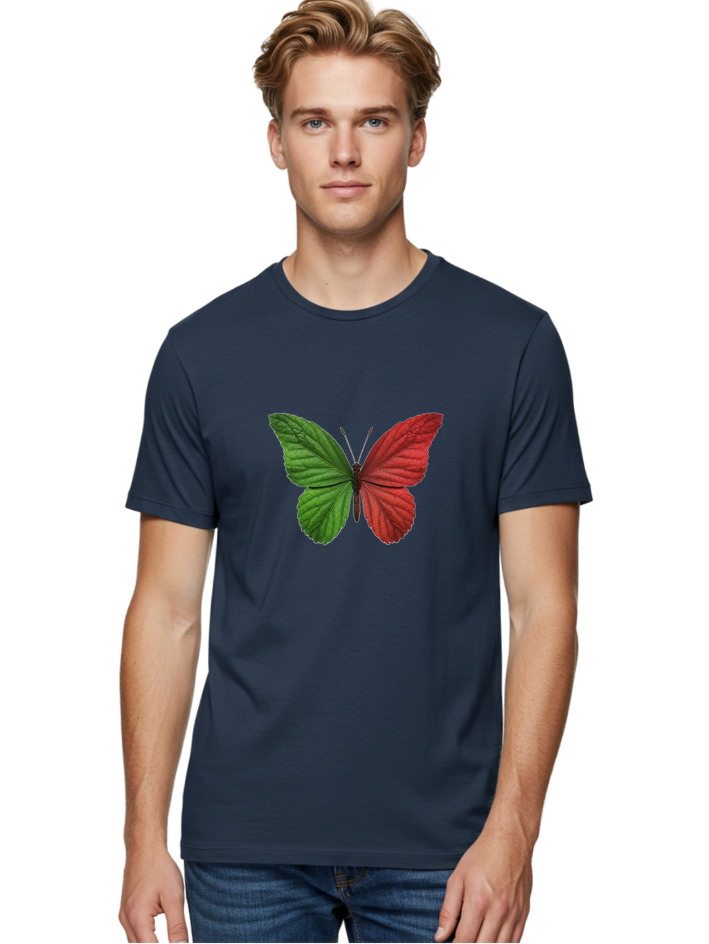 Red-And-Green-Butterfly Men'S Graphic Tee, 100% Cotton, Comfortable Casual Summer Wear, Machine Washable, Vintage Camera, Old Camera, Antique Camera, Black Camera, Classic Photography, Photography Equipment, Nostalgic Device, Film Camera, Ban295