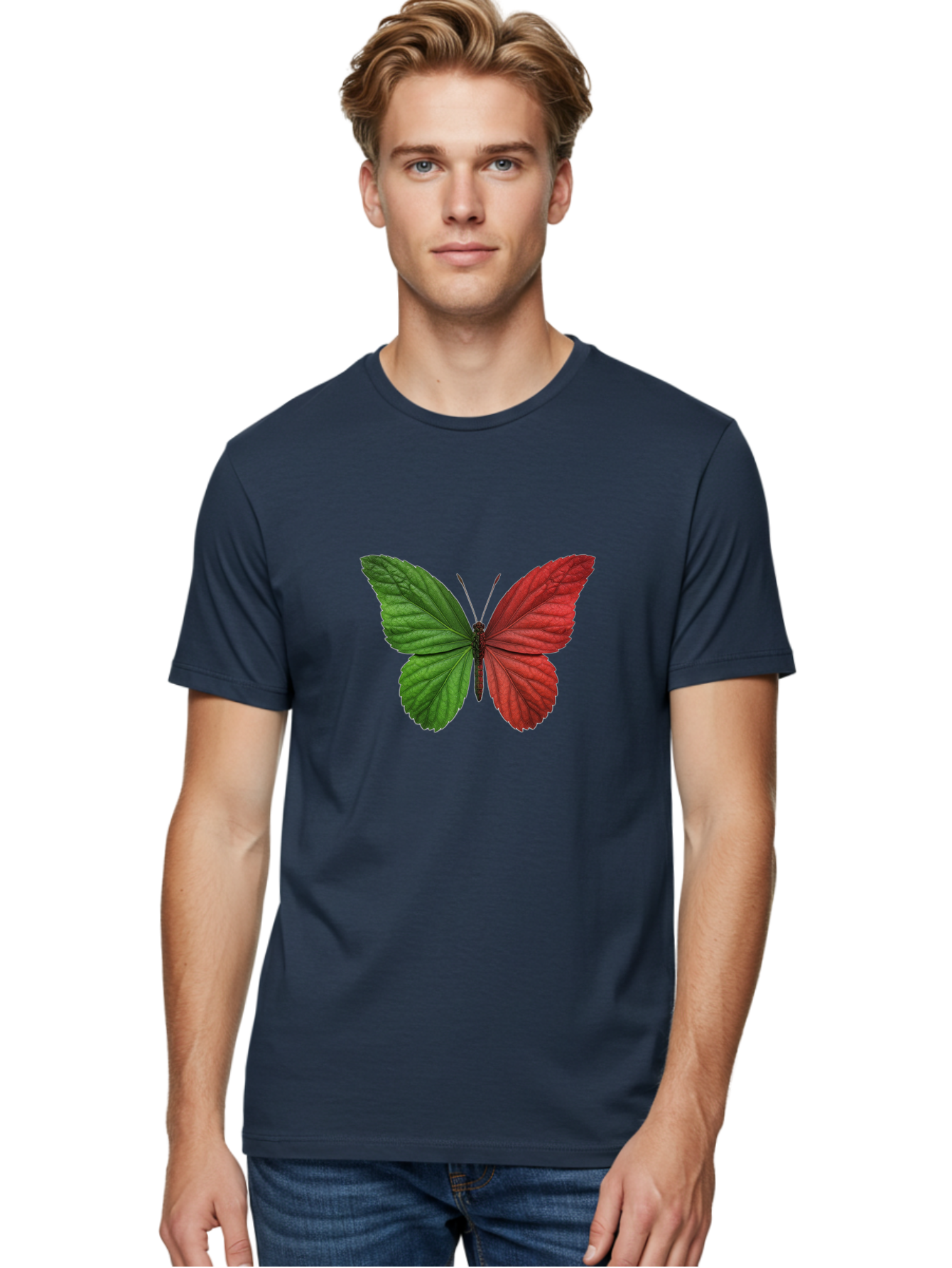 Red-And-Green-Butterfly Men'S Graphic Tee, 100% Cotton, Comfortable Casual Summer Wear, Machine Washable, Vintage Camera, Old Camera, Antique Camera, Black Camera, Classic Photography, Photography Equipment, Nostalgic Device, Film Camera, Ban295