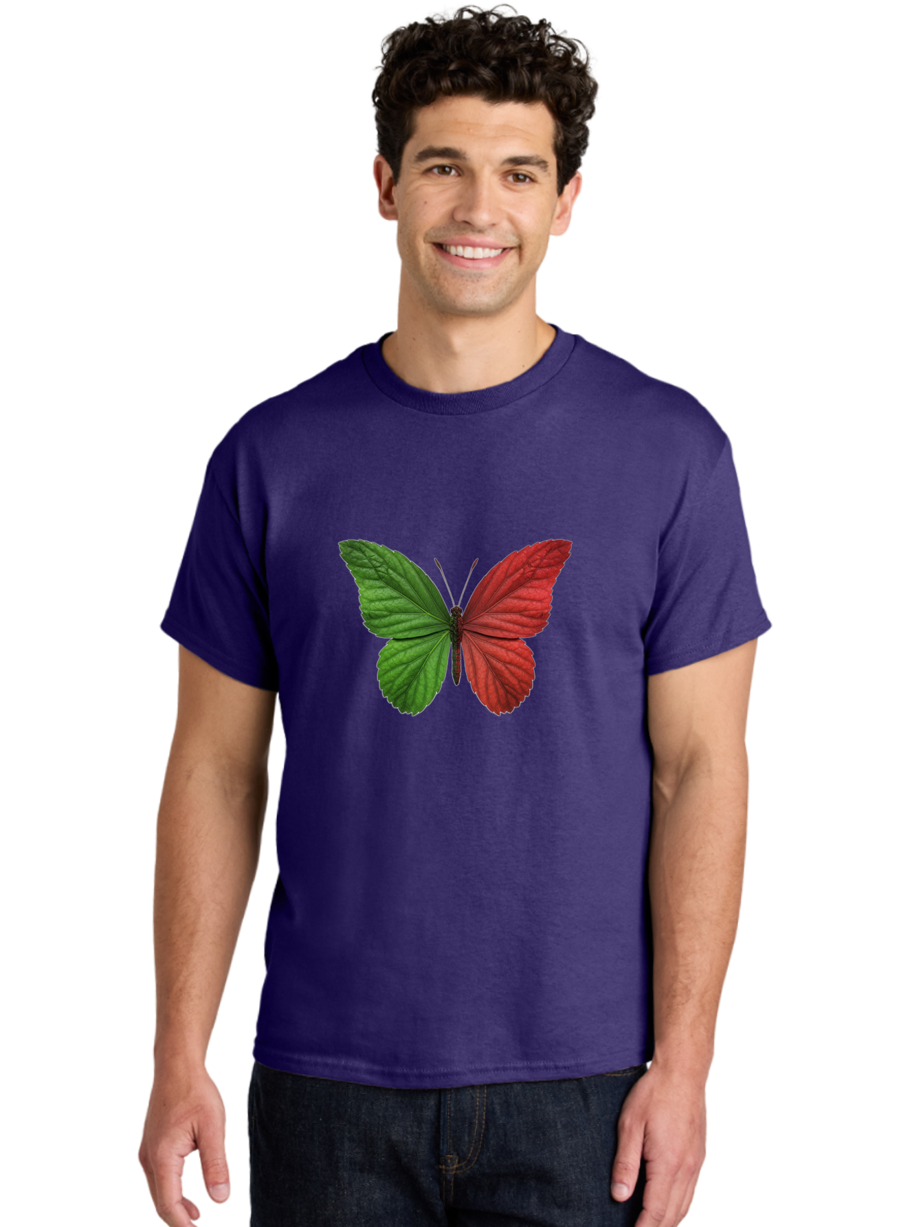 Red-And-Green-Butterfly Men'S Graphic Tee, 100% Cotton, Comfortable Casual Summer Wear, Machine Washable, Vintage Camera, Old Camera, Antique Camera, Black Camera, Classic Photography, Photography Equipment, Nostalgic Device, Film Camera, Ban295