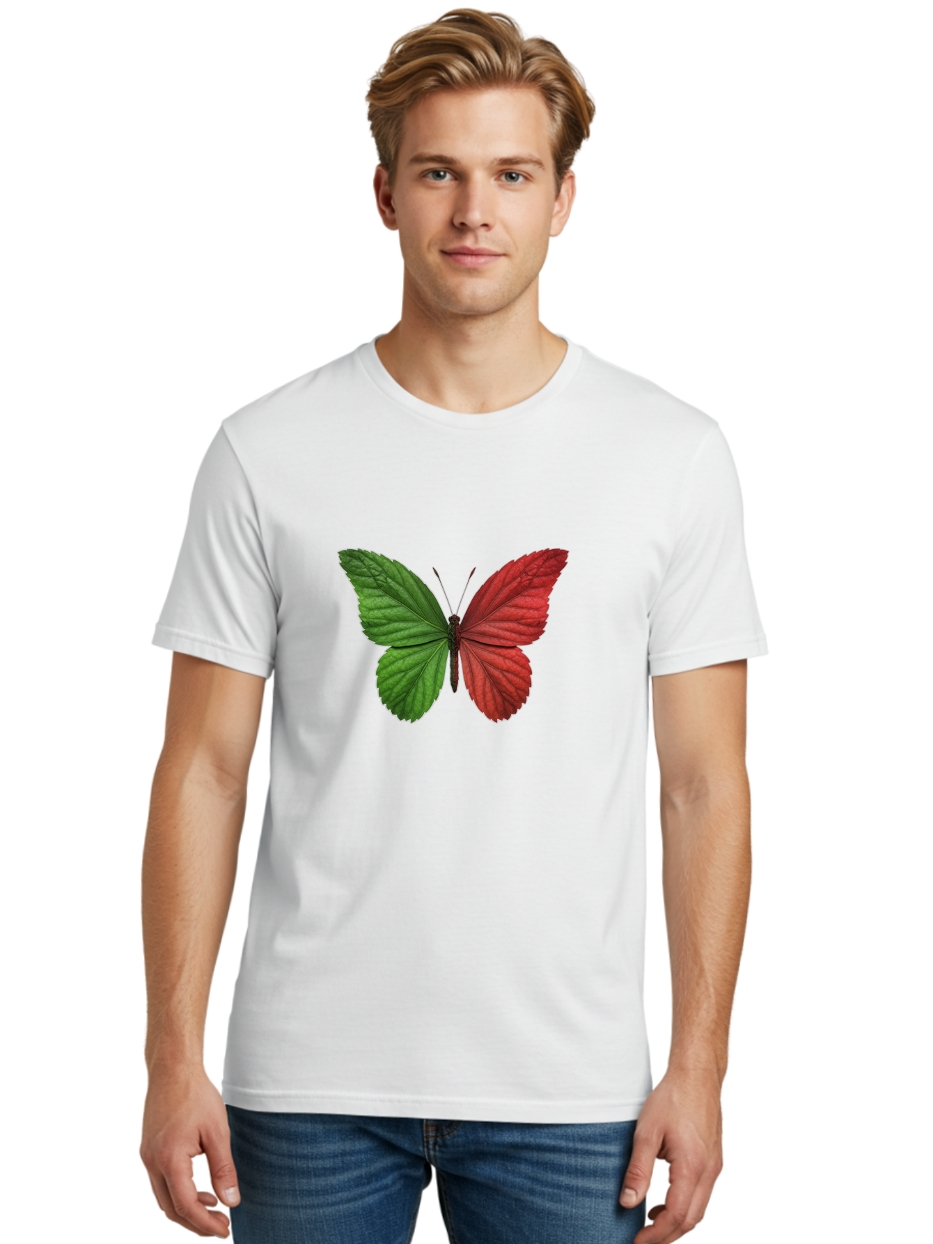 Red-And-Green-Butterfly Men'S Graphic Tee, 100% Cotton, Comfortable Casual Summer Wear, Machine Washable, Vintage Camera, Old Camera, Antique Camera, Black Camera, Classic Photography, Photography Equipment, Nostalgic Device, Film Camera, Ban295