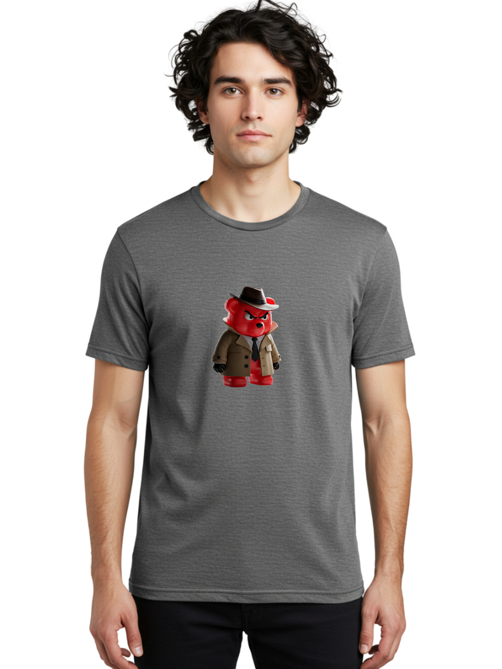 Red-Bear-Detective Men'S Graphic Tee, 100% Cotton, Comfortable Casual Summer Wear, Machine Washable, Vintage Camera, Old Camera, Antique Camera, Black Camera, Classic Photography, Photography Equipment, Nostalgic Device, Film Camera, Ban298