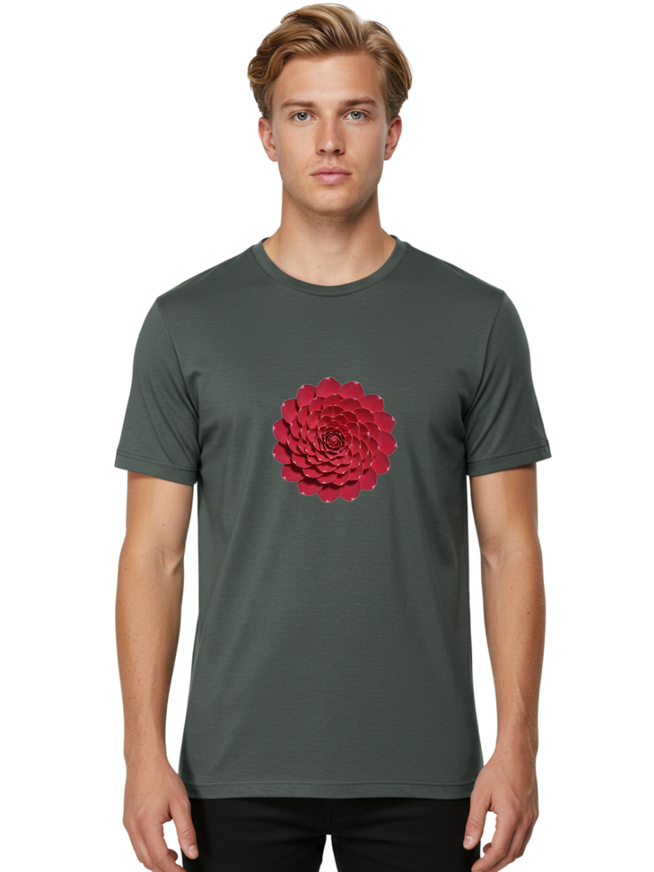 Red-Dahlia Men'S Graphic Tee, 100% Cotton, Comfortable Casual Summer Wear, Machine Washable, Vintage Camera, Old Camera, Antique Camera, Black Camera, Classic Photography, Photography Equipment, Nostalgic Device, Film Camera, Camera Art Ban300