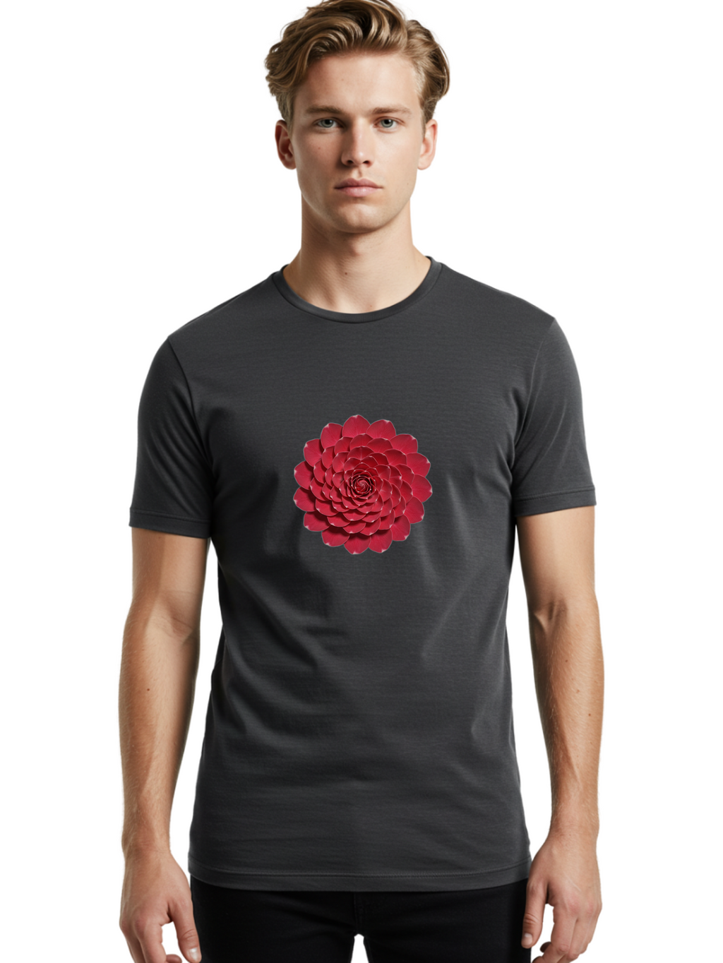 Red-Dahlia Men'S Graphic Tee, 100% Cotton, Comfortable Casual Summer Wear, Machine Washable, Vintage Camera, Old Camera, Antique Camera, Black Camera, Classic Photography, Photography Equipment, Nostalgic Device, Film Camera, Camera Art Ban300