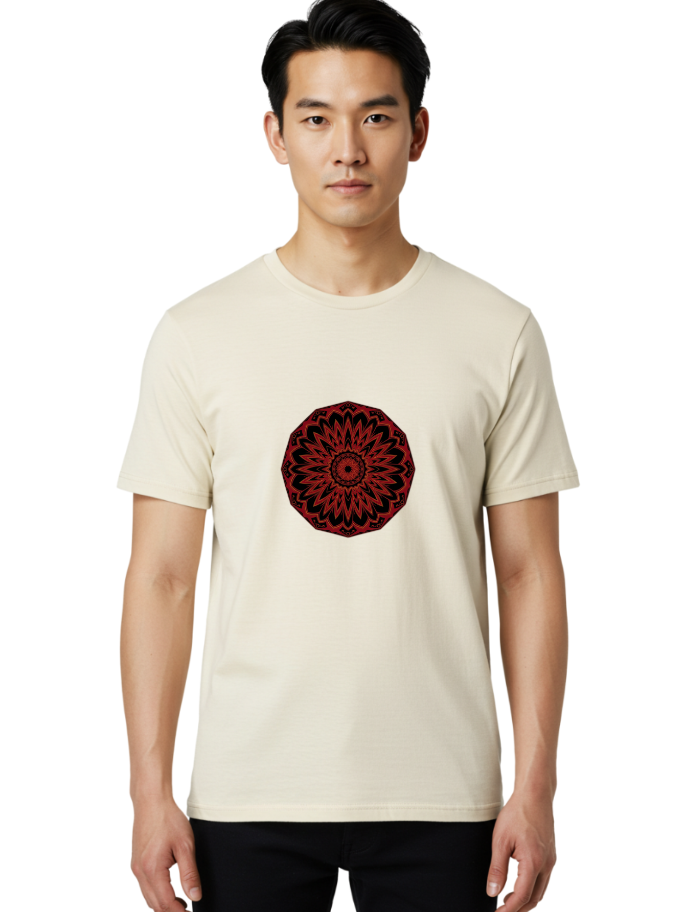 Red-Mandala Men'S Graphic Tee, 100% Cotton, Comfortable Casual Summer Wear, Machine Washable, Vintage Camera, Old Camera, Antique Camera, Black Camera, Classic Photography, Photography Equipment, Nostalgic Device, Film Camera, Camera Art Ban305