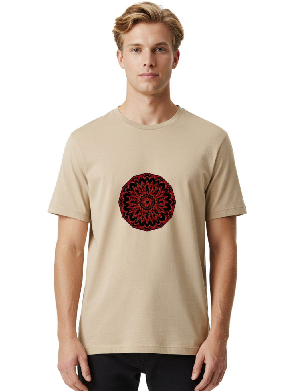 Red-Mandala Men'S Graphic Tee, 100% Cotton, Comfortable Casual Summer Wear, Machine Washable, Vintage Camera, Old Camera, Antique Camera, Black Camera, Classic Photography, Photography Equipment, Nostalgic Device, Film Camera, Camera Art Ban305