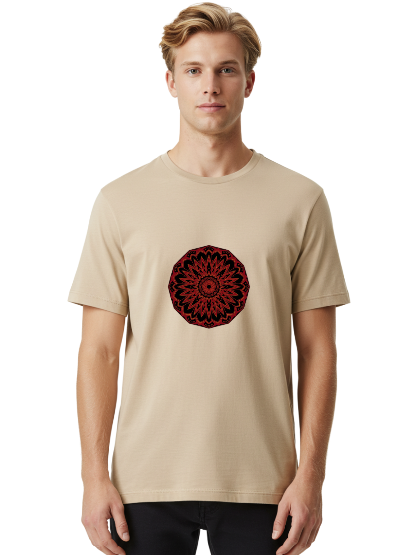 Red-Mandala Men'S Graphic Tee, 100% Cotton, Comfortable Casual Summer Wear, Machine Washable, Vintage Camera, Old Camera, Antique Camera, Black Camera, Classic Photography, Photography Equipment, Nostalgic Device, Film Camera, Camera Art Ban305
