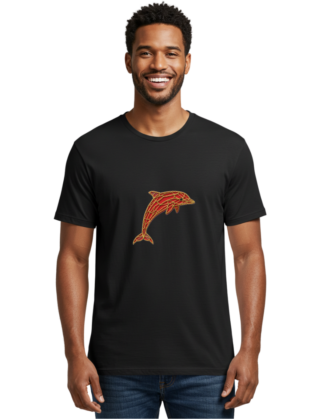 Red-Mosaic-Dolphin Men'S Graphic Tee, 100% Cotton, Comfortable Casual Summer Wear, Machine Washable, Vintage Camera, Old Camera, Antique Camera, Black Camera, Classic Photography, Photography Equipment, Nostalgic Device, Film Camera, Ban306