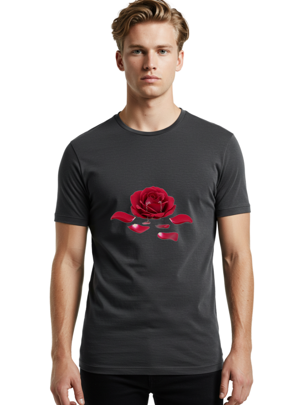 Red-Rose-Earrings Men'S Graphic Tee, 100% Cotton, Comfortable Casual Summer Wear, Machine Washable, Vintage Camera, Old Camera, Antique Camera, Black Camera, Classic Photography, Photography Equipment, Nostalgic Device, Film Camera, Camera Art Ban309