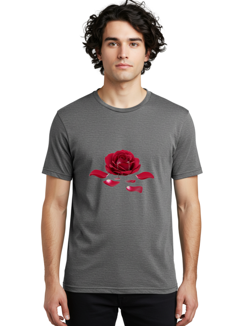 Red-Rose-Earrings Men'S Graphic Tee, 100% Cotton, Comfortable Casual Summer Wear, Machine Washable, Vintage Camera, Old Camera, Antique Camera, Black Camera, Classic Photography, Photography Equipment, Nostalgic Device, Film Camera, Camera Art Ban309
