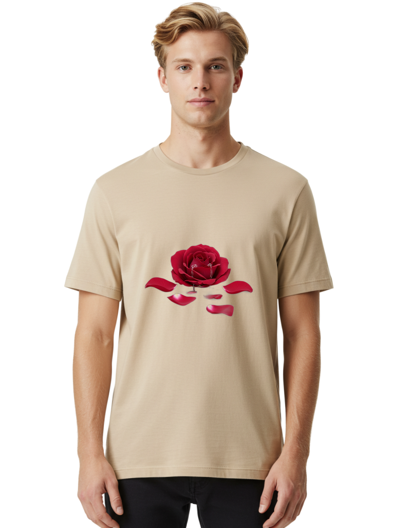 Red-Rose-Earrings Men'S Graphic Tee, 100% Cotton, Comfortable Casual Summer Wear, Machine Washable, Vintage Camera, Old Camera, Antique Camera, Black Camera, Classic Photography, Photography Equipment, Nostalgic Device, Film Camera, Camera Art Ban309