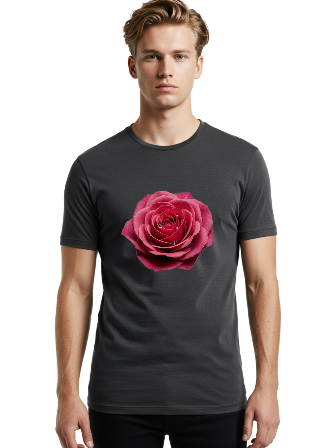Red-Rose Men'S Graphic Tee, 100% Cotton, Comfortable Casual Summer Wear, Machine Washable, Vintage Camera, Old Camera, Antique Camera, Black Camera, Classic Photography, Photography Equipment, Nostalgic Device, Film Camera, Camera Art Ban310