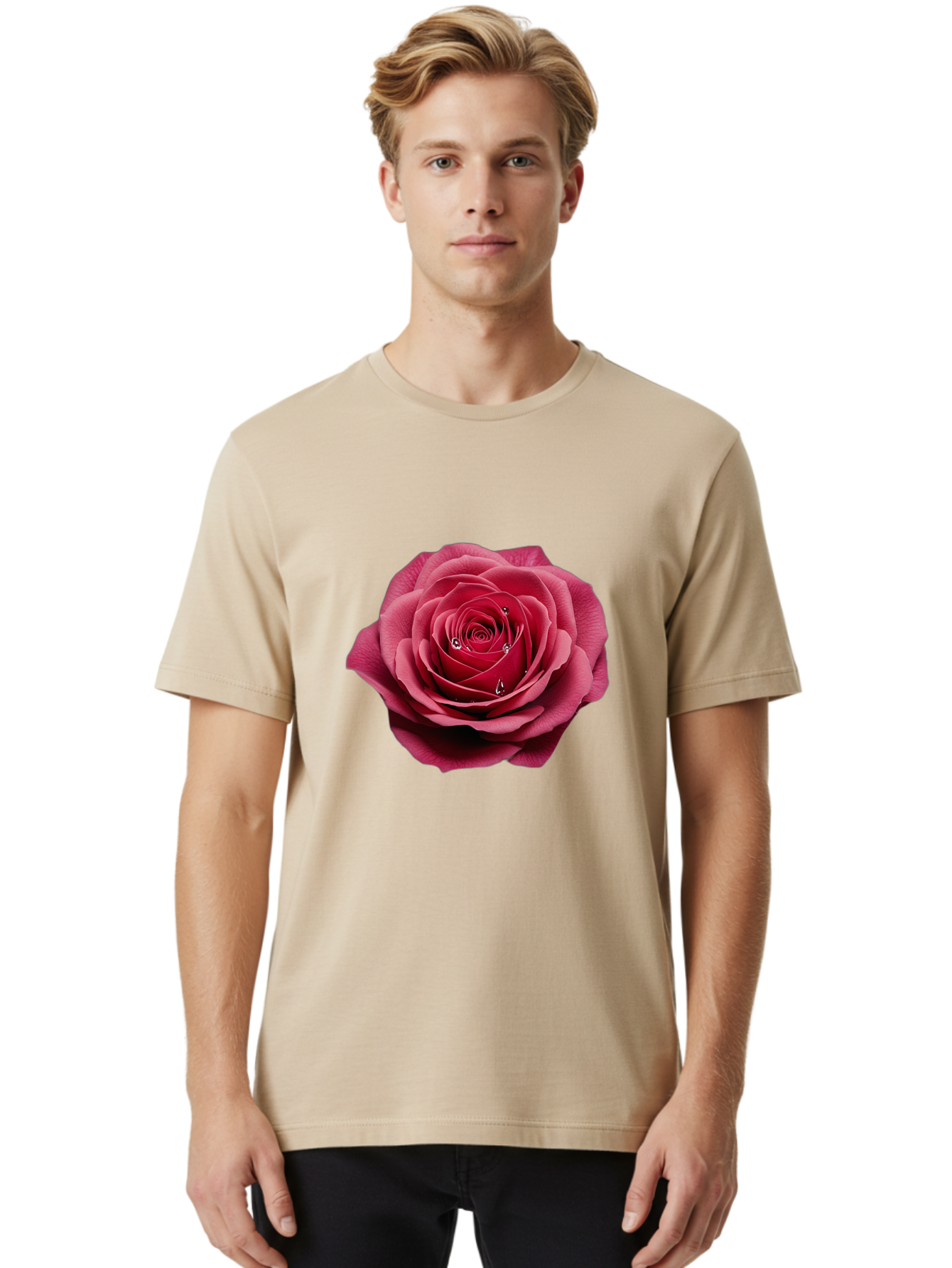 Red-Rose Men'S Graphic Tee, 100% Cotton, Comfortable Casual Summer Wear, Machine Washable, Vintage Camera, Old Camera, Antique Camera, Black Camera, Classic Photography, Photography Equipment, Nostalgic Device, Film Camera, Camera Art Ban310