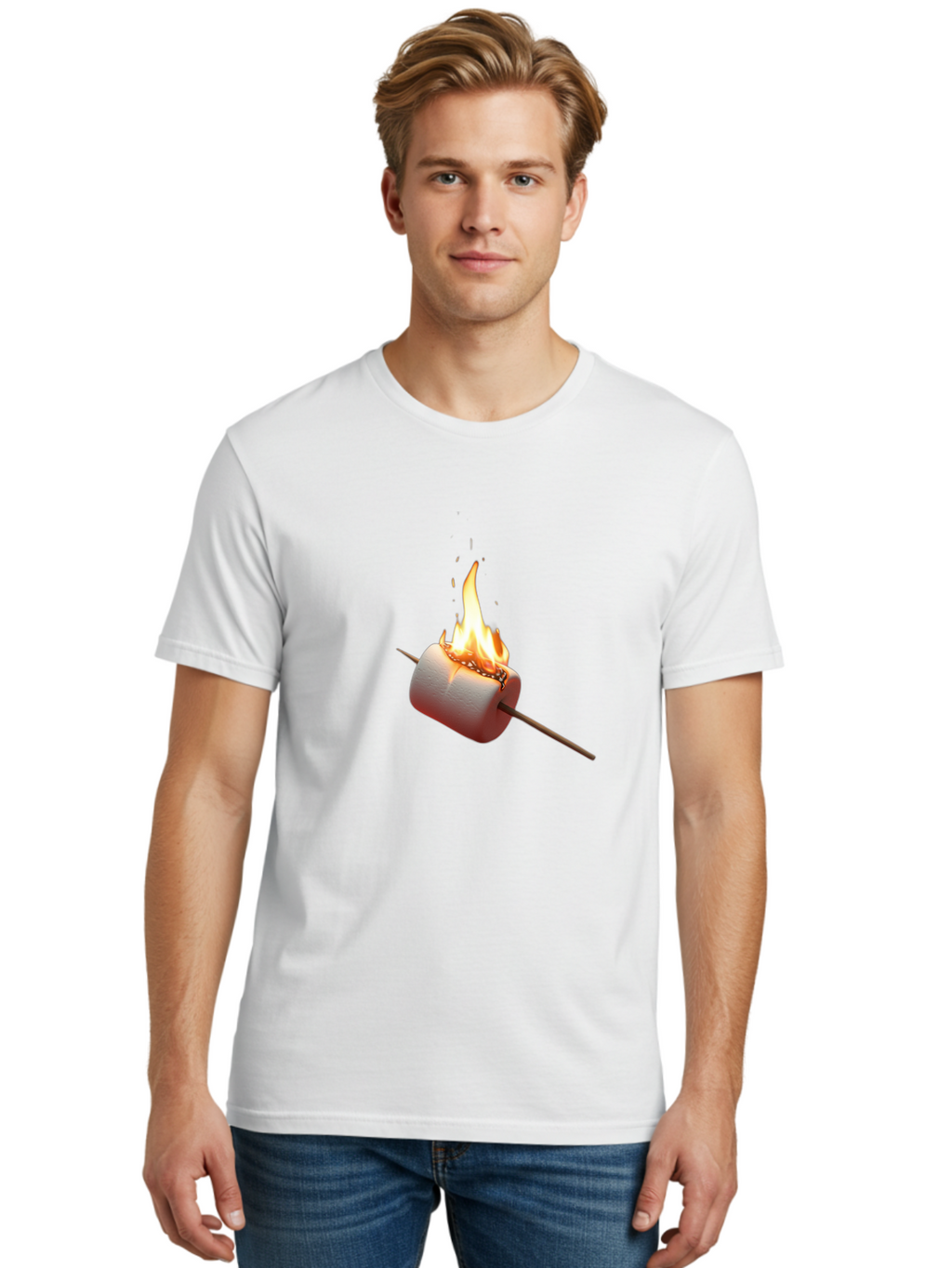 Roasting-Marshmallow-1 Men'S Graphic Tee, 100% Cotton, Comfortable Casual Summer Wear, Machine Washable, Vintage Camera, Old Camera, Antique Camera, Black Camera, Classic Photography, Photography Equipment, Nostalgic Device, Film Camera, Ban320