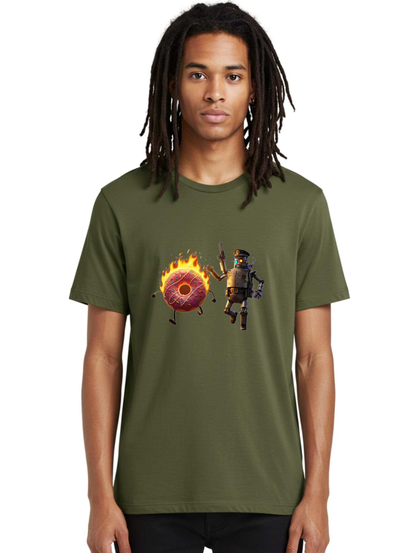 Robot-And-Donut Men'S Graphic Tee, 100% Cotton, Comfortable Casual Summer Wear, Machine Washable, Vintage Camera, Old Camera, Antique Camera, Black Camera, Classic Photography, Photography Equipment, Nostalgic Device, Film Camera, Camera Art Ban324