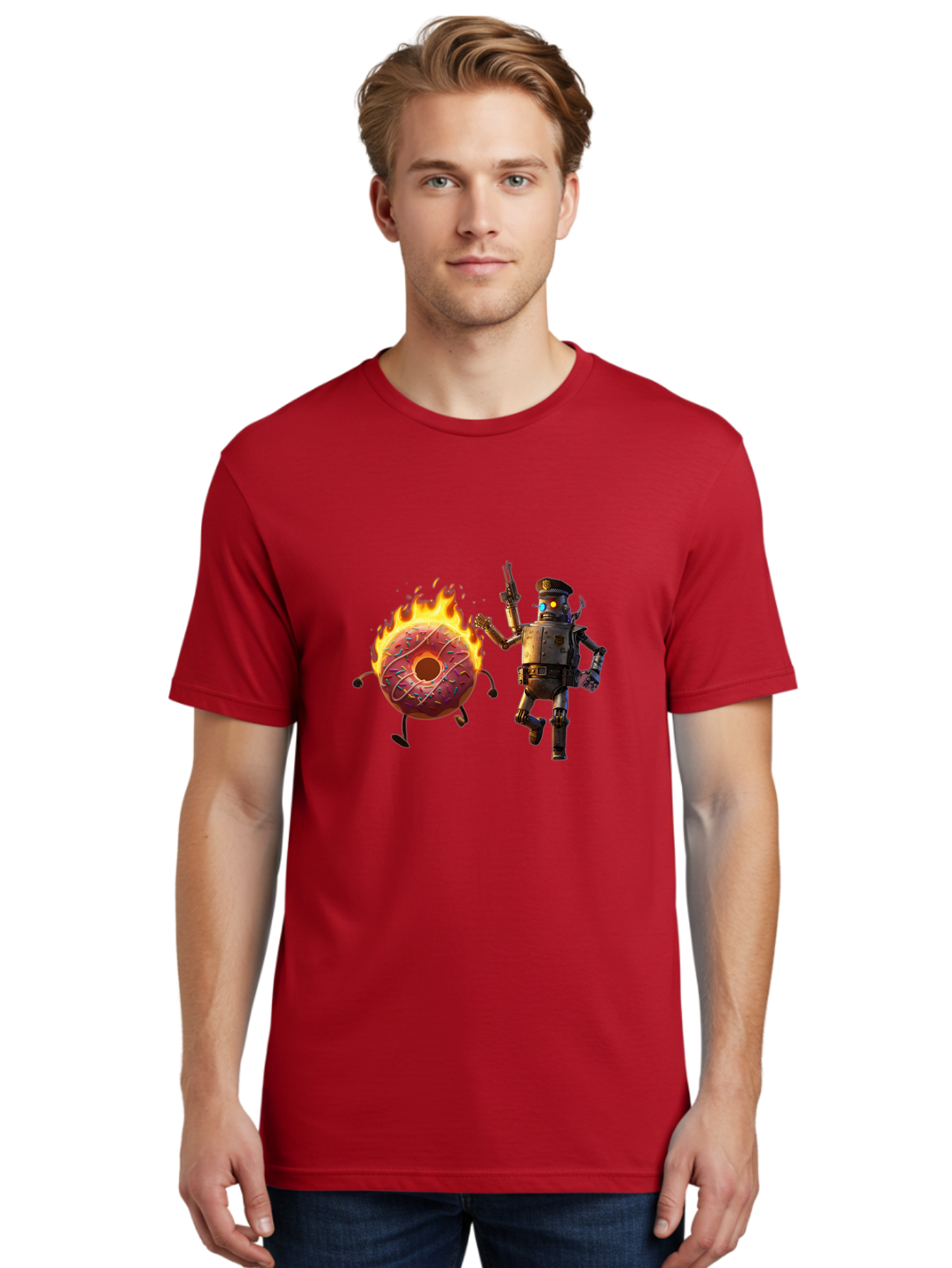 Robot-And-Donut Men'S Graphic Tee, 100% Cotton, Comfortable Casual Summer Wear, Machine Washable, Vintage Camera, Old Camera, Antique Camera, Black Camera, Classic Photography, Photography Equipment, Nostalgic Device, Film Camera, Camera Art Ban324