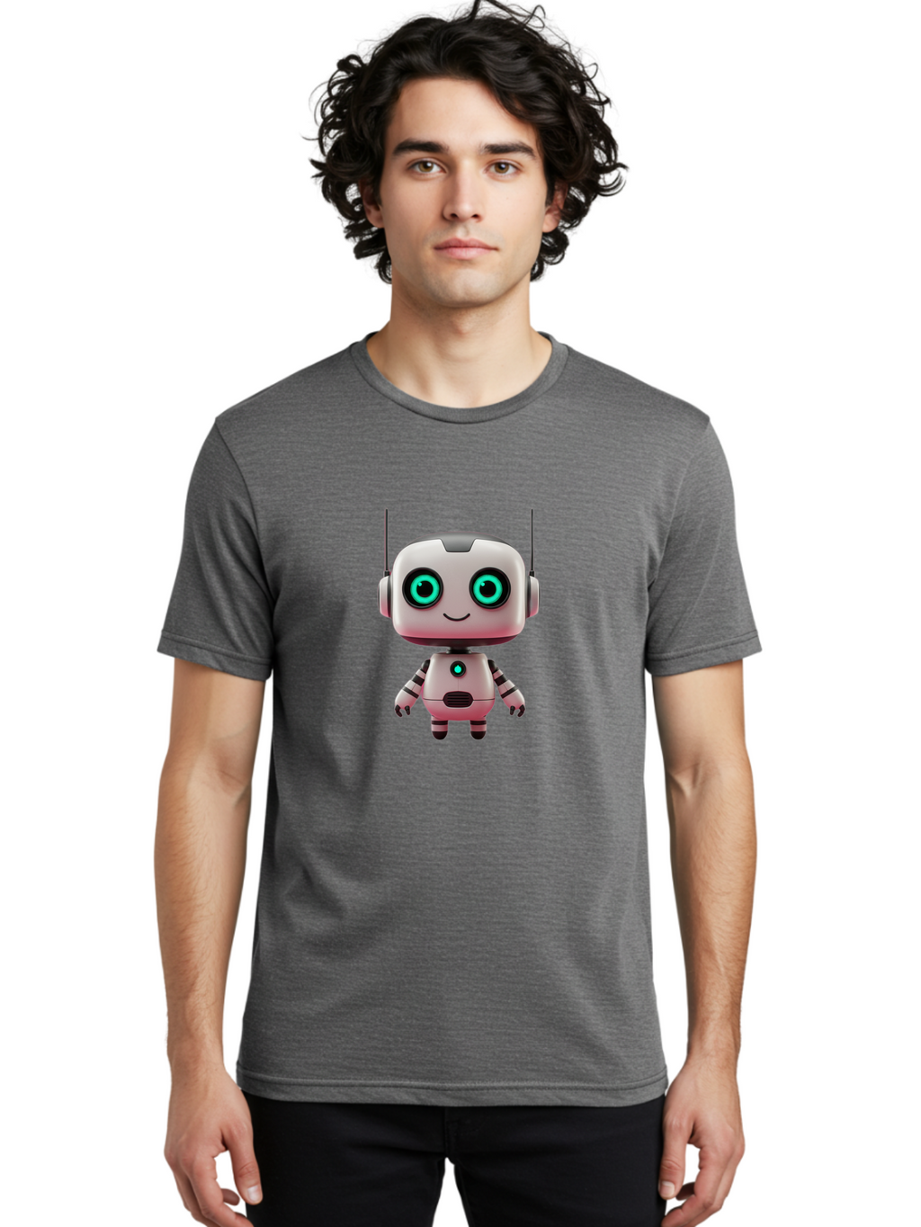 Robot-Character Men'S Graphic Tee, 100% Cotton, Comfortable Casual Summer Wear, Machine Washable, Vintage Camera, Old Camera, Antique Camera, Black Camera, Classic Photography, Photography Equipment, Nostalgic Device, Film Camera, Camera Art Ban332