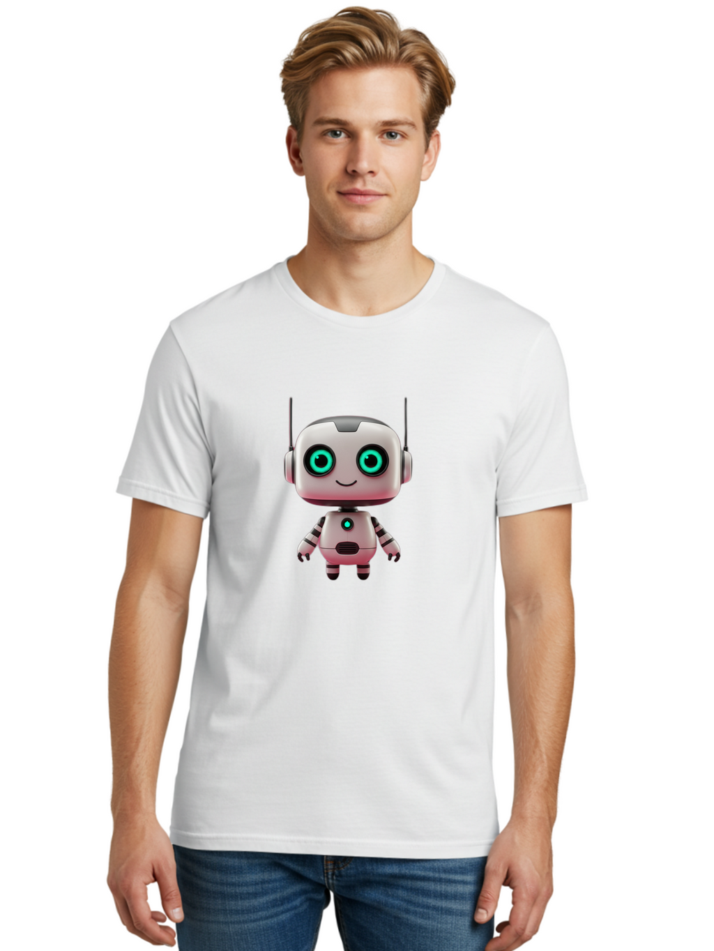 Robot-Character Men'S Graphic Tee, 100% Cotton, Comfortable Casual Summer Wear, Machine Washable, Vintage Camera, Old Camera, Antique Camera, Black Camera, Classic Photography, Photography Equipment, Nostalgic Device, Film Camera, Camera Art Ban332