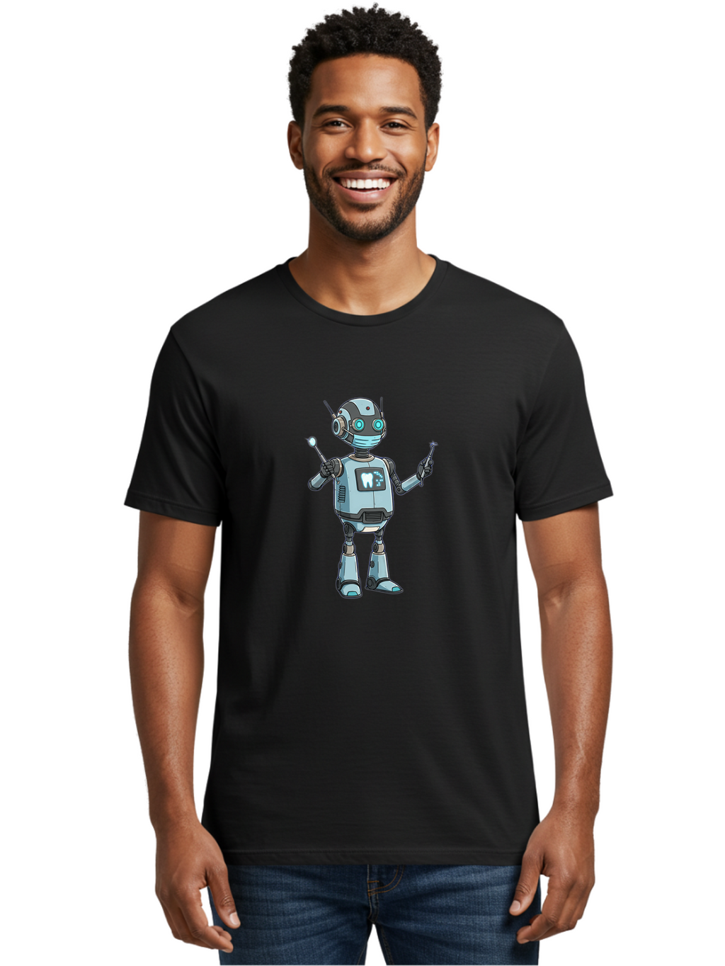 Robot-Dentist-1 Men'S Graphic Tee, 100% Cotton, Comfortable Casual Summer Wear, Machine Washable, Vintage Camera, Old Camera, Antique Camera, Black Camera, Classic Photography, Photography Equipment, Nostalgic Device, Film Camera, Camera Art Ban334