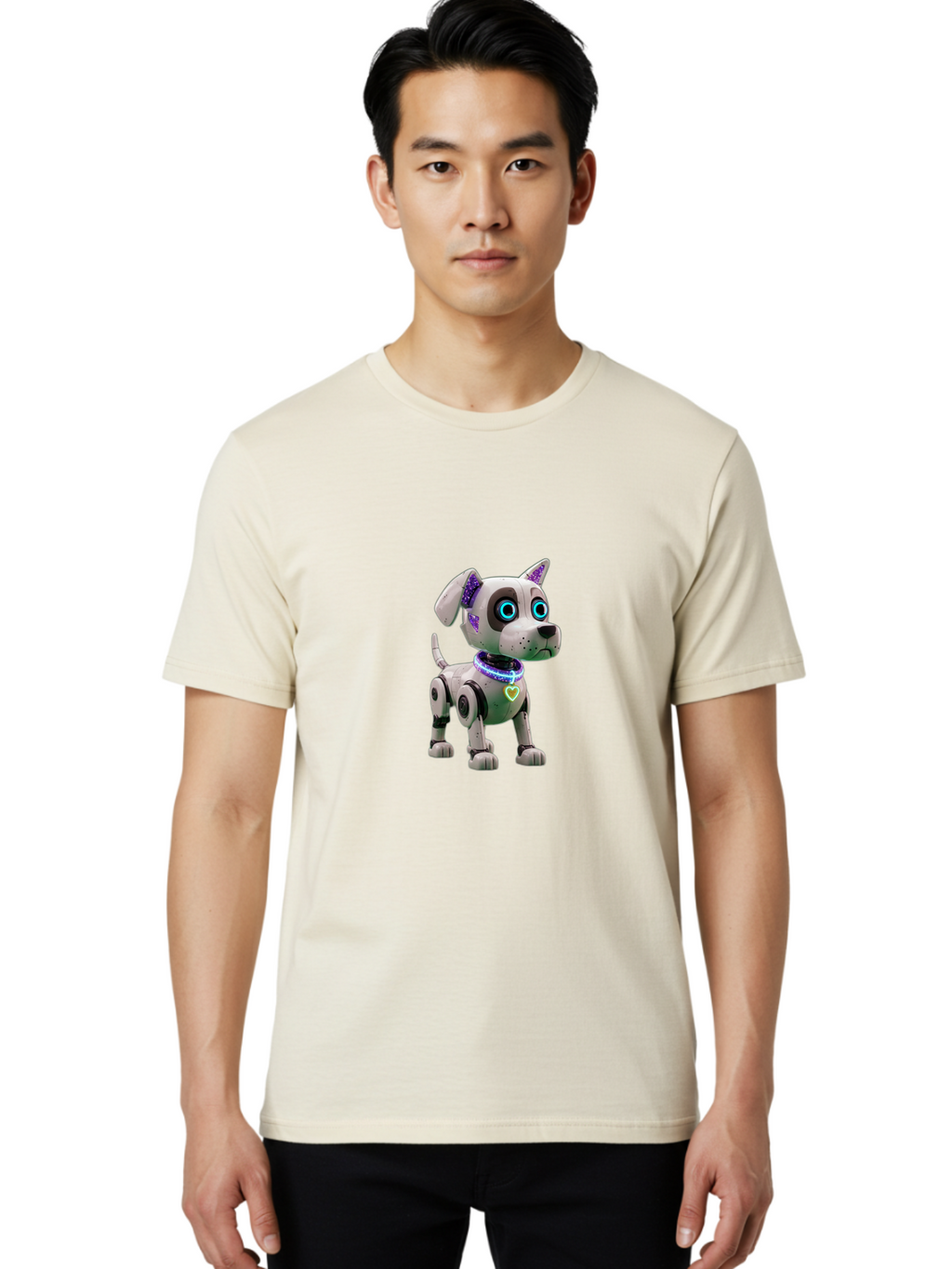 Robot-Dog-1 Men'S Graphic Tee, 100% Cotton, Comfortable Casual Summer Wear, Machine Washable, Vintage Camera, Old Camera, Antique Camera, Black Camera, Classic Photography, Photography Equipment, Nostalgic Device, Film Camera, Camera Art Ban336