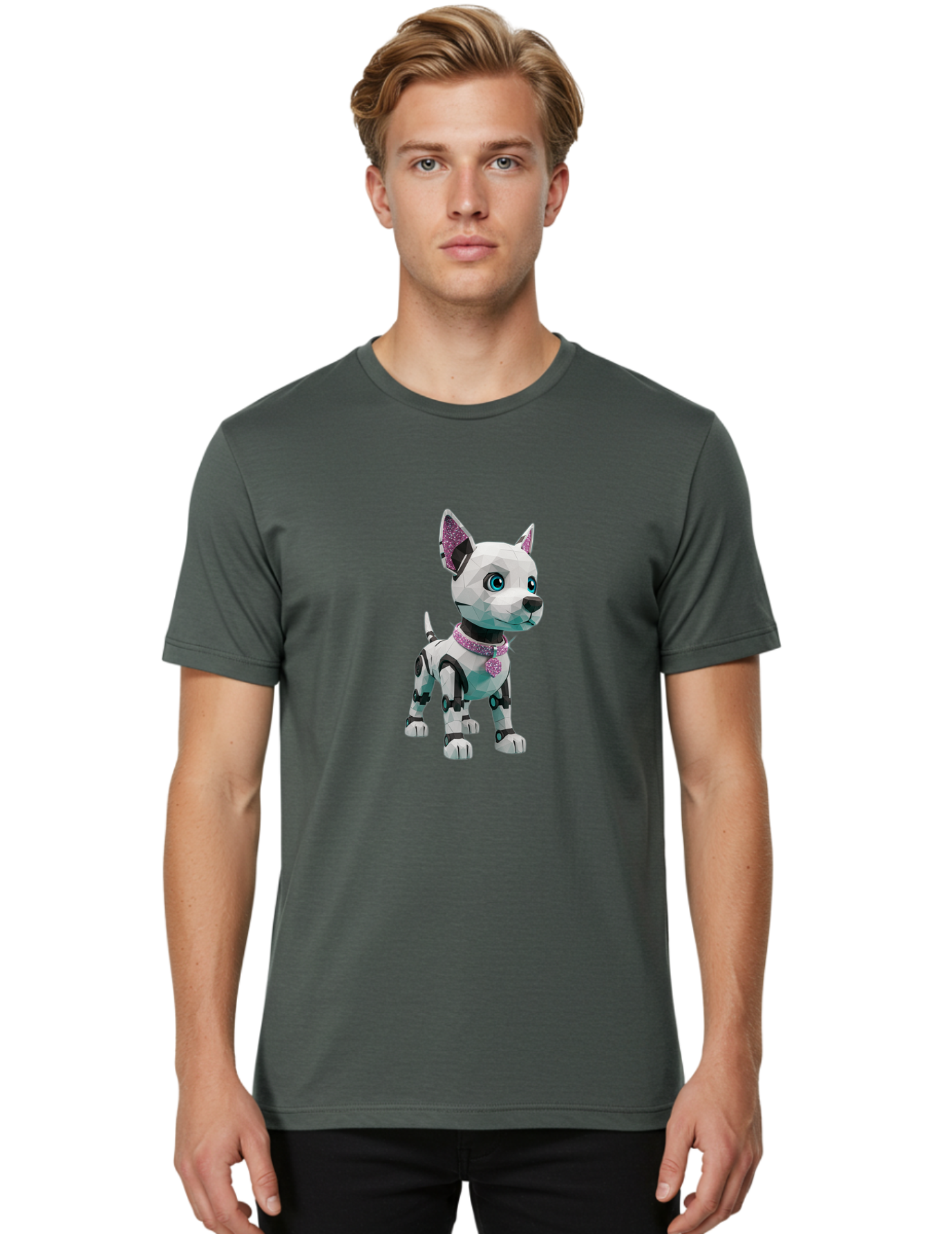 Robot-Dog-2 Men'S Graphic Tee, 100% Cotton, Comfortable Casual Summer Wear, Machine Washable, Vintage Camera, Old Camera, Antique Camera, Black Camera, Classic Photography, Photography Equipment, Nostalgic Device, Film Camera, Camera Art Ban337