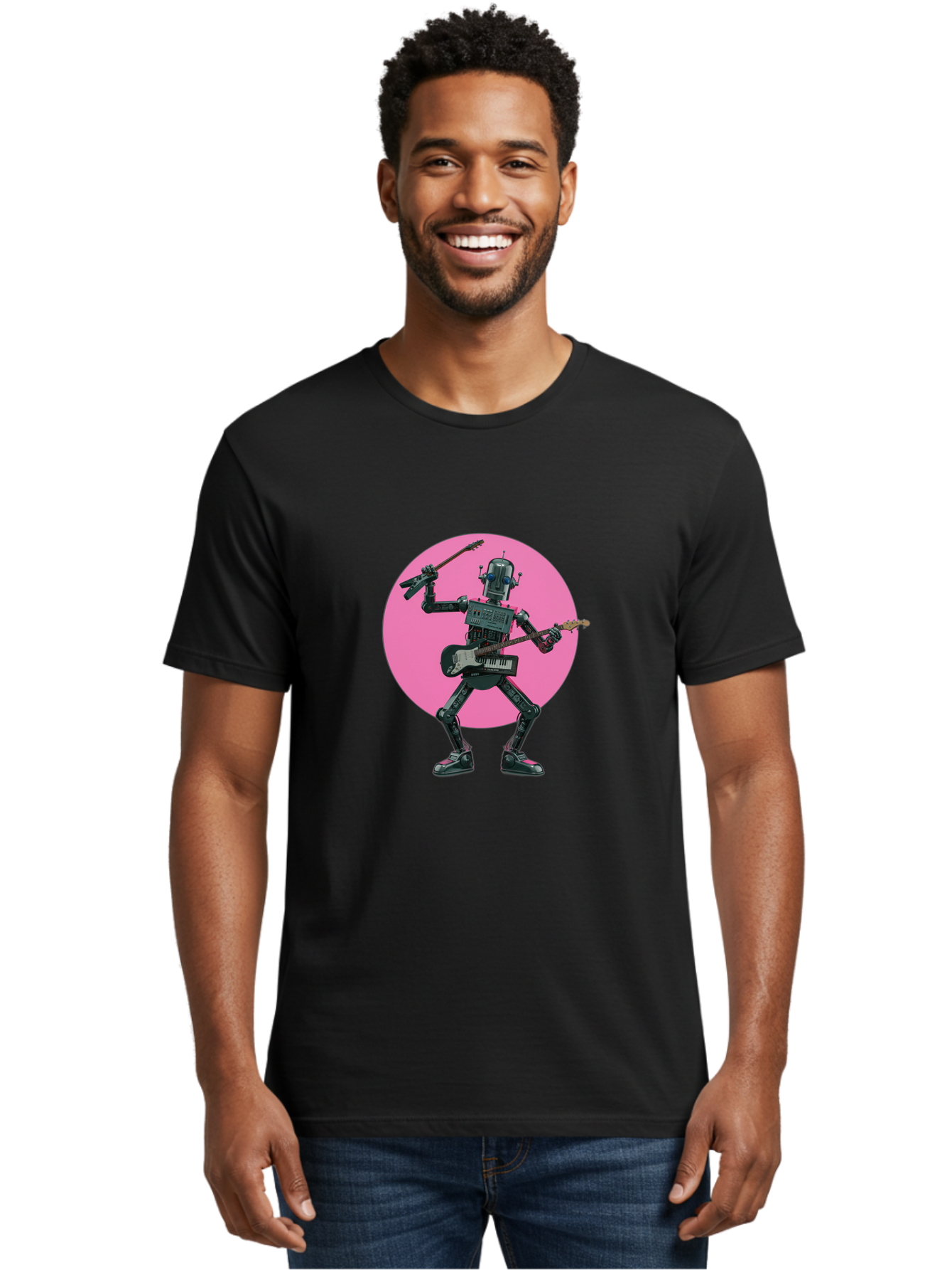 Robot-Guitarist Men'S Graphic Tee, 100% Cotton, Comfortable Casual Summer Wear, Machine Washable, Vintage Camera, Old Camera, Antique Camera, Black Camera, Classic Photography, Photography Equipment, Nostalgic Device, Film Camera, Camera Art Ban340