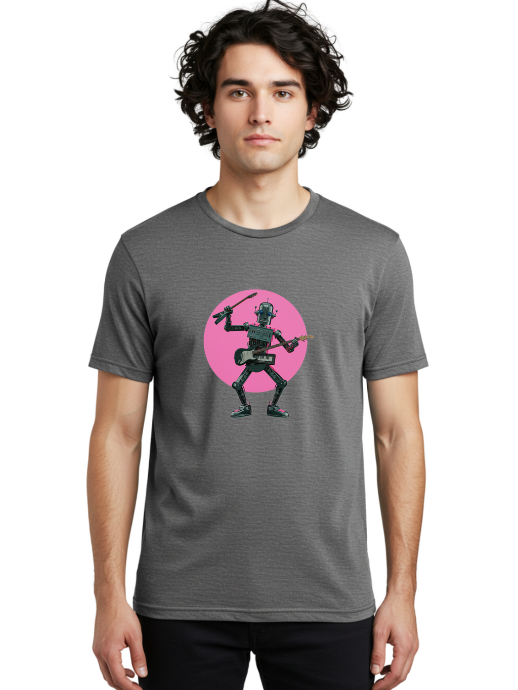 Robot-Guitarist Men'S Graphic Tee, 100% Cotton, Comfortable Casual Summer Wear, Machine Washable, Vintage Camera, Old Camera, Antique Camera, Black Camera, Classic Photography, Photography Equipment, Nostalgic Device, Film Camera, Camera Art Ban340
