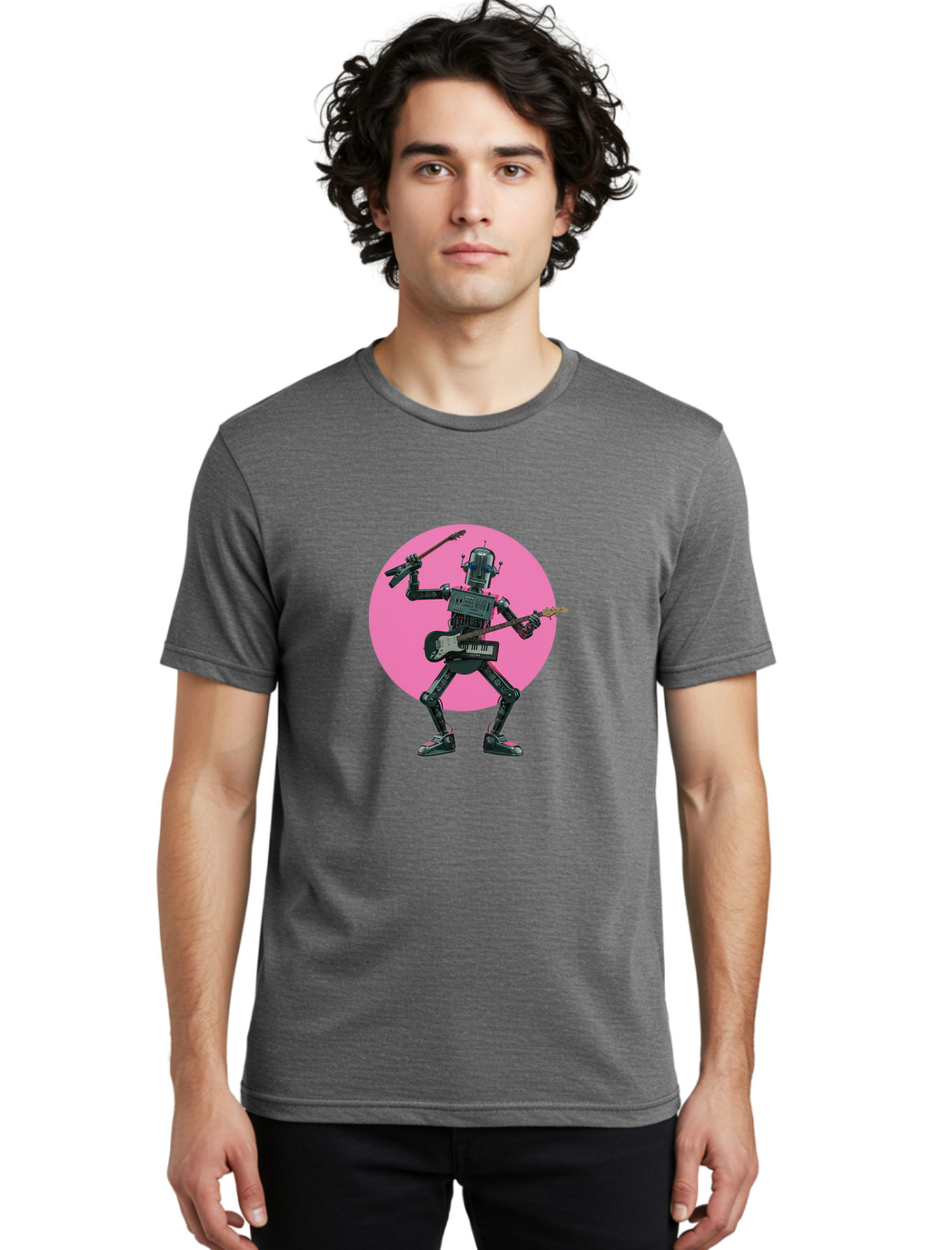 Robot-Guitarist Men'S Graphic Tee, 100% Cotton, Comfortable Casual Summer Wear, Machine Washable, Vintage Camera, Old Camera, Antique Camera, Black Camera, Classic Photography, Photography Equipment, Nostalgic Device, Film Camera, Camera Art Ban340