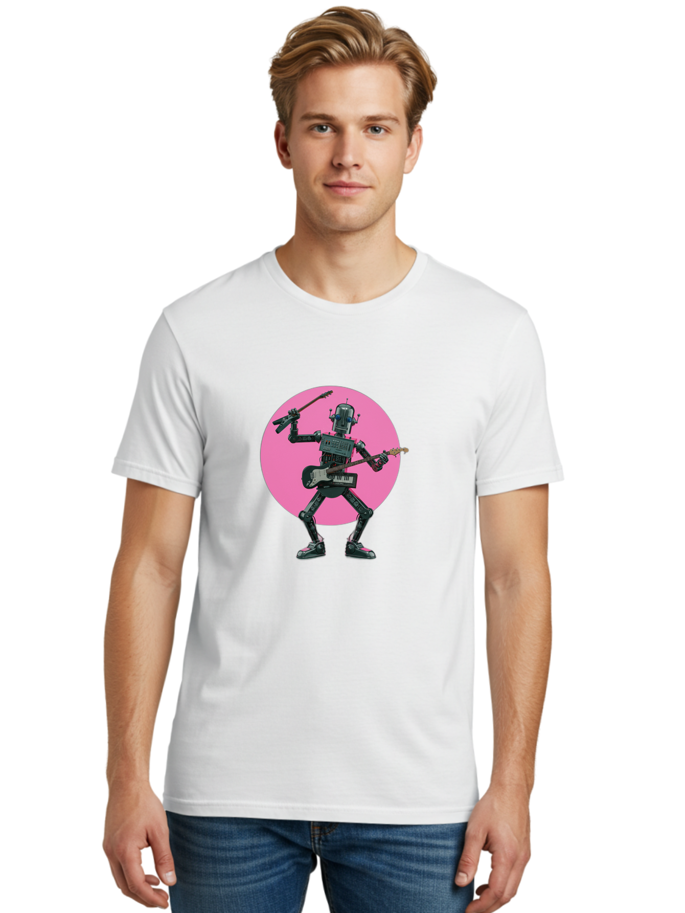 Robot-Guitarist Men'S Graphic Tee, 100% Cotton, Comfortable Casual Summer Wear, Machine Washable, Vintage Camera, Old Camera, Antique Camera, Black Camera, Classic Photography, Photography Equipment, Nostalgic Device, Film Camera, Camera Art Ban340