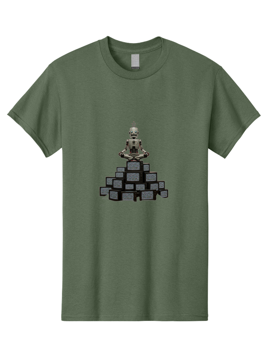 Robot-In-Meditation-Pose-1 Men'S Graphic Tee, 100% Cotton, Comfortable Casual Summer Wear, Machine Washable, Vintage Camera, Old Camera, Antique Camera, Black Camera, Classic Photography, Photography Equipment, Nostalgic Device, Film Camera, Ban341