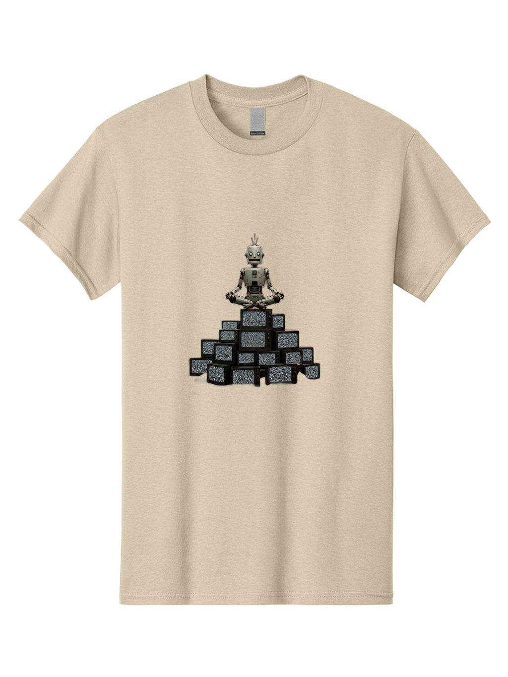 Robot-In-Meditation-Pose-1 Men'S Graphic Tee, 100% Cotton, Comfortable Casual Summer Wear, Machine Washable, Vintage Camera, Old Camera, Antique Camera, Black Camera, Classic Photography, Photography Equipment, Nostalgic Device, Film Camera, Ban341