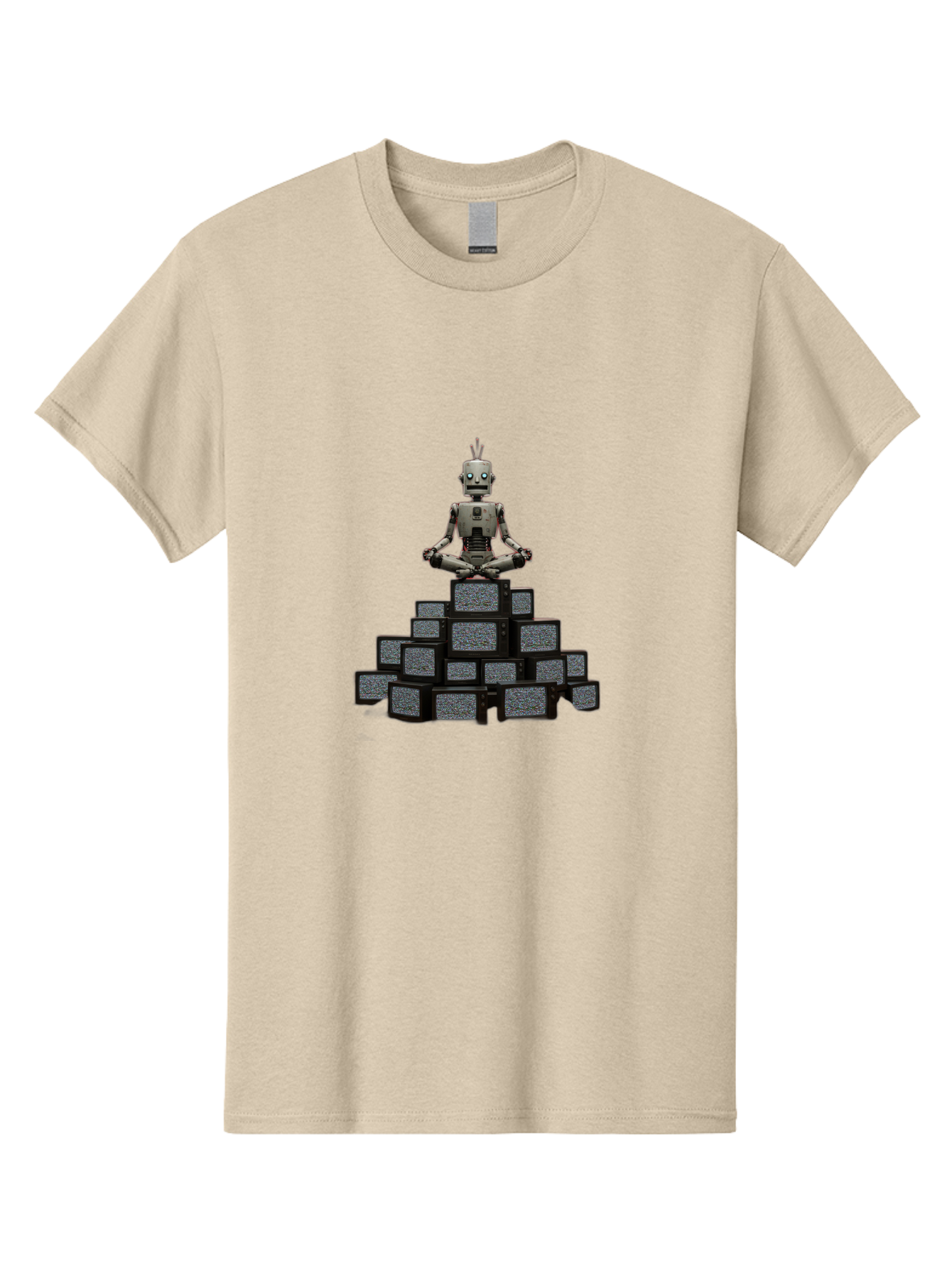 Robot-In-Meditation-Pose-1 Men'S Graphic Tee, 100% Cotton, Comfortable Casual Summer Wear, Machine Washable, Vintage Camera, Old Camera, Antique Camera, Black Camera, Classic Photography, Photography Equipment, Nostalgic Device, Film Camera, Ban341