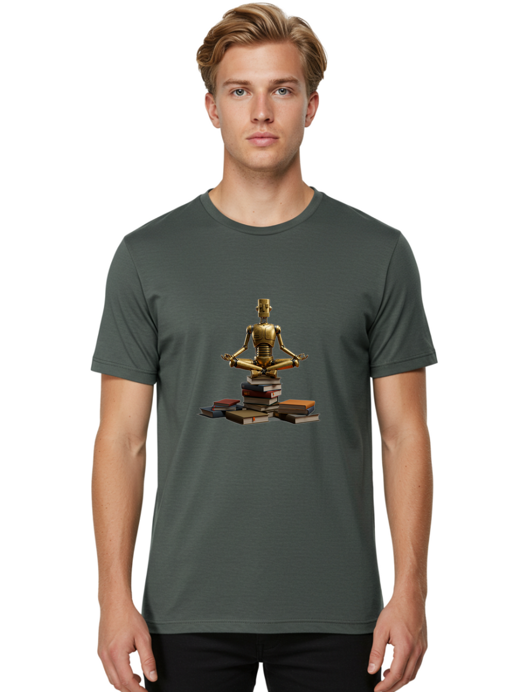 Robot-In-Meditation-Pose Men'S Graphic Tee, 100% Cotton, Comfortable Casual Summer Wear, Machine Washable, Vintage Camera, Old Camera, Antique Camera, Black Camera, Classic Photography, Photography Equipment, Nostalgic Device, Film Camera, Ban342