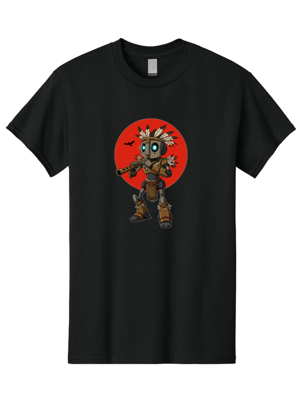 Robot-In-Native-Headdress Men'S Graphic Tee, 100% Cotton, Comfortable Casual Summer Wear, Machine Washable, Vintage Camera, Old Camera, Antique Camera, Black Camera, Classic Photography, Photography Equipment, Nostalgic Device, Film Camera, Ban343