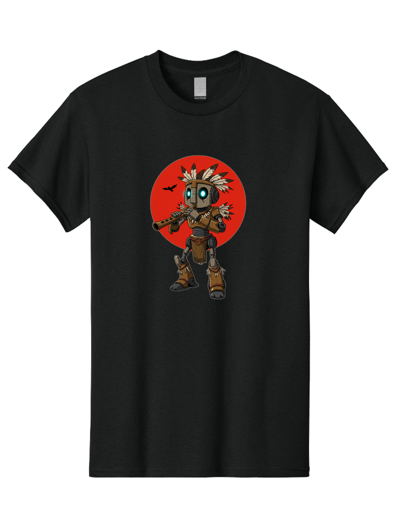 Robot-In-Native-Headdress Men'S Graphic Tee, 100% Cotton, Comfortable Casual Summer Wear, Machine Washable, Vintage Camera, Old Camera, Antique Camera, Black Camera, Classic Photography, Photography Equipment, Nostalgic Device, Film Camera, Ban343