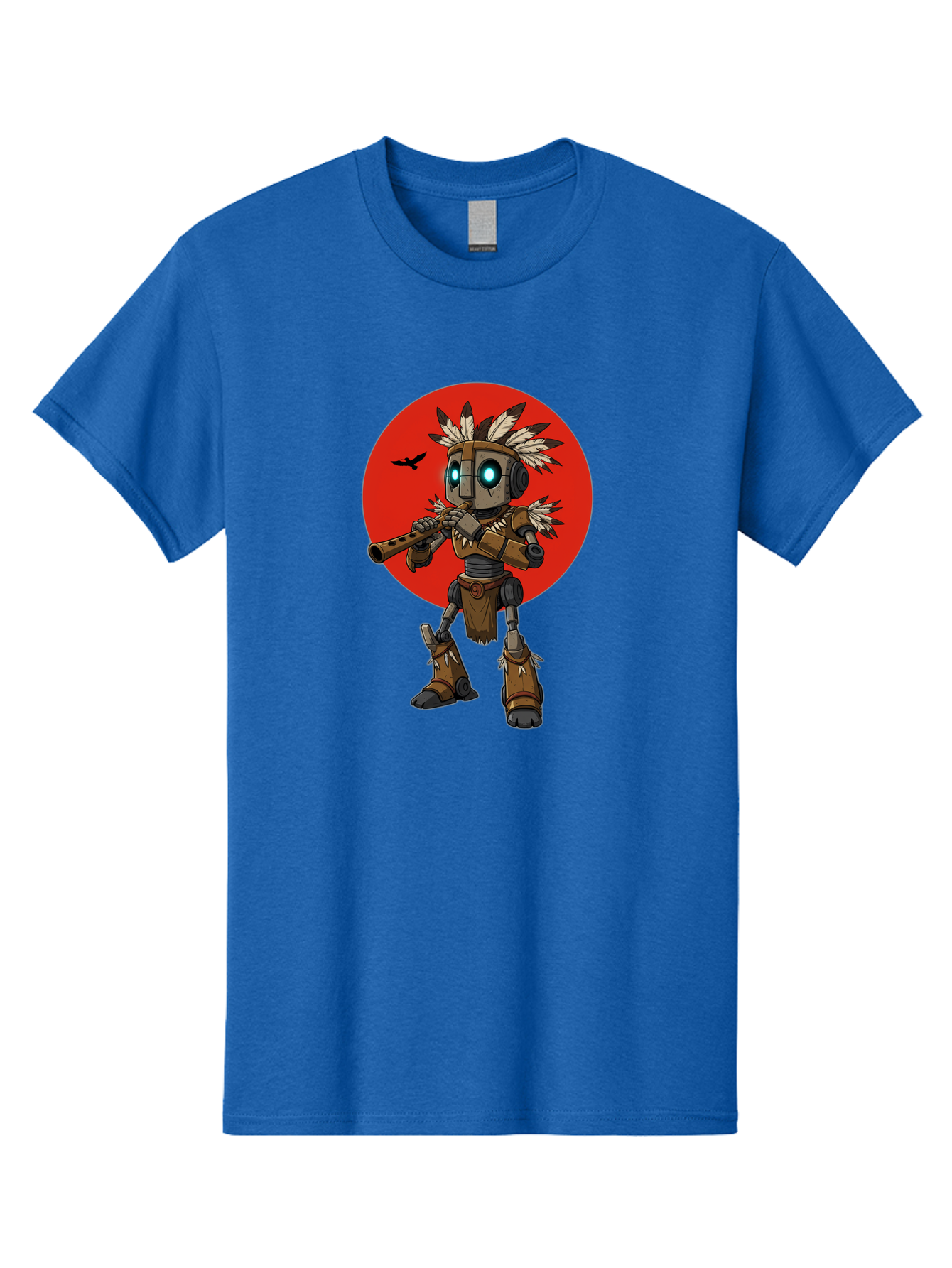 Robot-In-Native-Headdress Men'S Graphic Tee, 100% Cotton, Comfortable Casual Summer Wear, Machine Washable, Vintage Camera, Old Camera, Antique Camera, Black Camera, Classic Photography, Photography Equipment, Nostalgic Device, Film Camera, Ban343