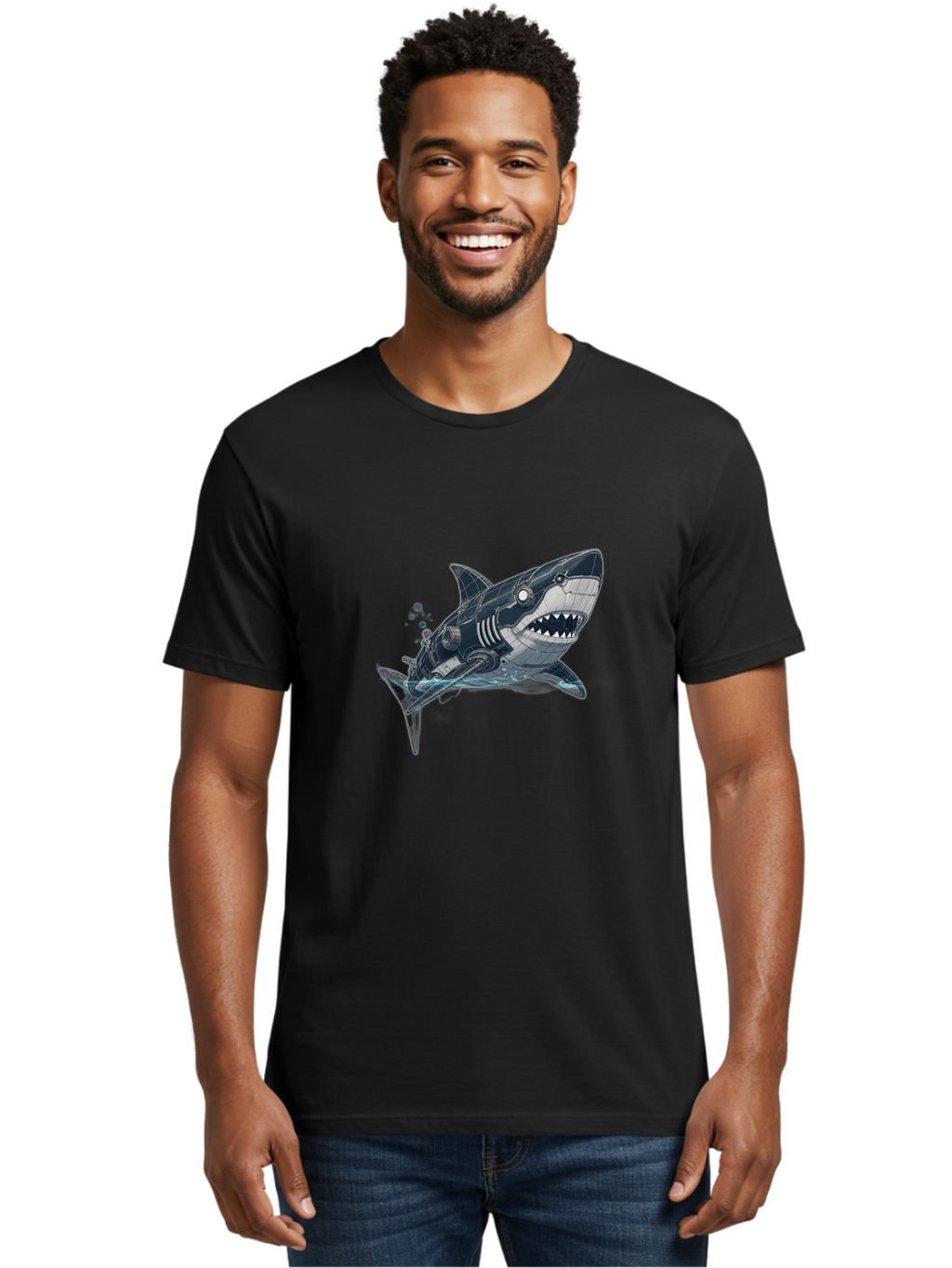 Robot-Shark Men'S Graphic Tee, 100% Cotton, Comfortable Casual Summer Wear, Machine Washable, Vintage Camera, Old Camera, Antique Camera, Black Camera, Classic Photography, Photography Equipment, Nostalgic Device, Film Camera, Camera Art Ban347