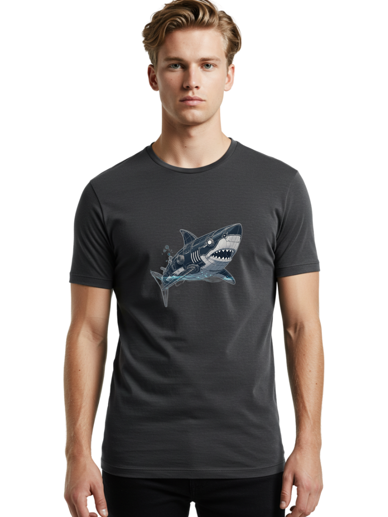Robot-Shark Men'S Graphic Tee, 100% Cotton, Comfortable Casual Summer Wear, Machine Washable, Vintage Camera, Old Camera, Antique Camera, Black Camera, Classic Photography, Photography Equipment, Nostalgic Device, Film Camera, Camera Art Ban347