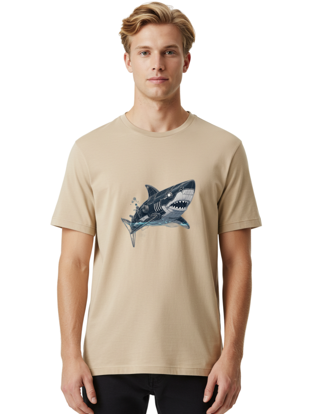 Robot-Shark Men'S Graphic Tee, 100% Cotton, Comfortable Casual Summer Wear, Machine Washable, Vintage Camera, Old Camera, Antique Camera, Black Camera, Classic Photography, Photography Equipment, Nostalgic Device, Film Camera, Camera Art Ban347