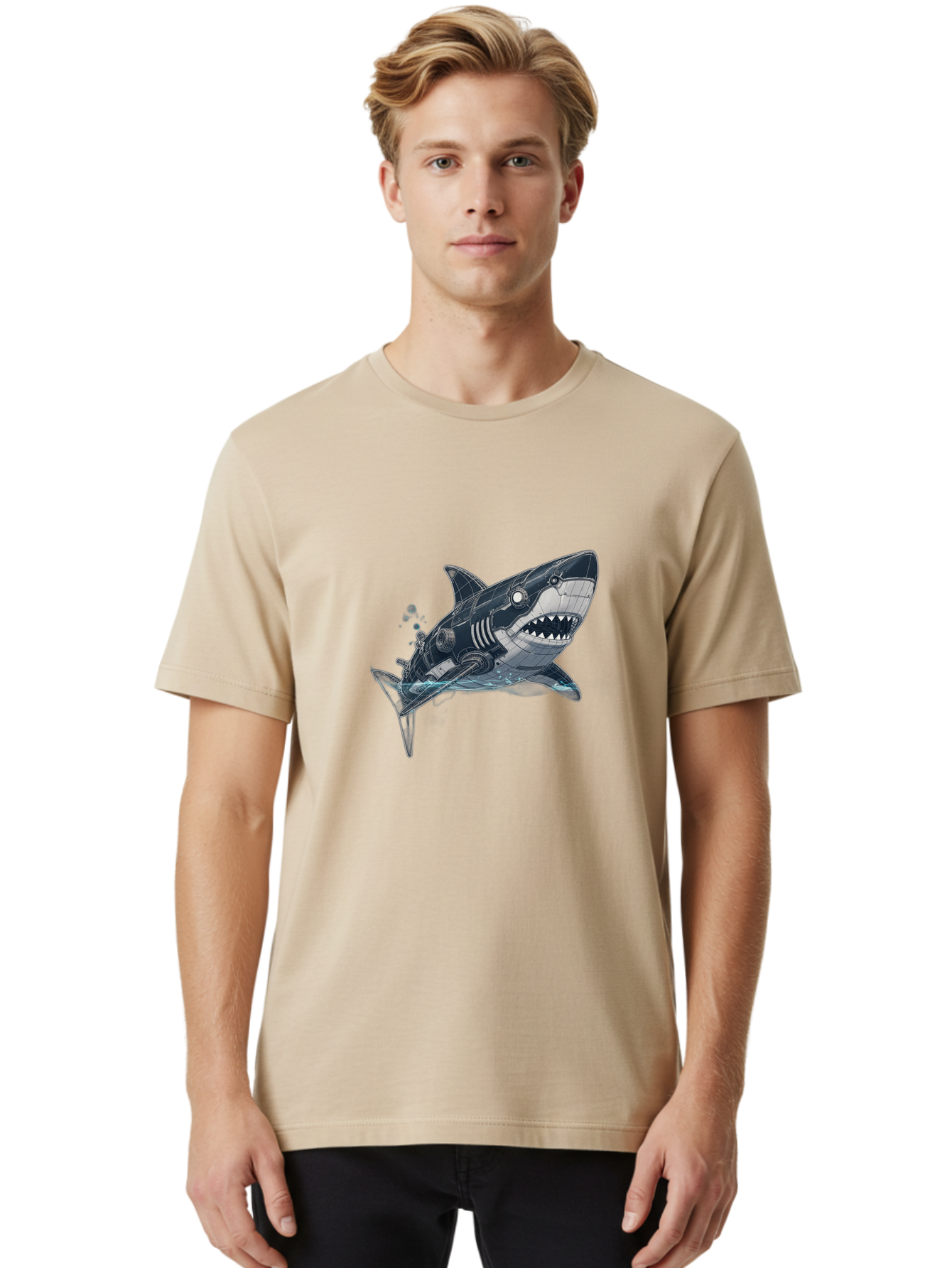 Robot-Shark Men'S Graphic Tee, 100% Cotton, Comfortable Casual Summer Wear, Machine Washable, Vintage Camera, Old Camera, Antique Camera, Black Camera, Classic Photography, Photography Equipment, Nostalgic Device, Film Camera, Camera Art Ban347