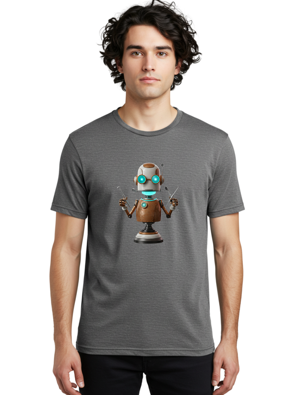 Robot-With-Dental-Tools Men'S Graphic Tee, 100% Cotton, Comfortable Casual Summer Wear, Machine Washable, Vintage Camera, Old Camera, Antique Camera, Black Camera, Classic Photography, Photography Equipment, Nostalgic Device, Film Camera, Ban350