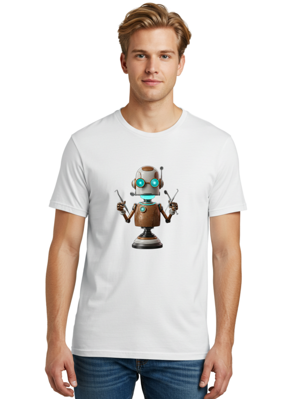 Robot-With-Dental-Tools Men'S Graphic Tee, 100% Cotton, Comfortable Casual Summer Wear, Machine Washable, Vintage Camera, Old Camera, Antique Camera, Black Camera, Classic Photography, Photography Equipment, Nostalgic Device, Film Camera, Ban350