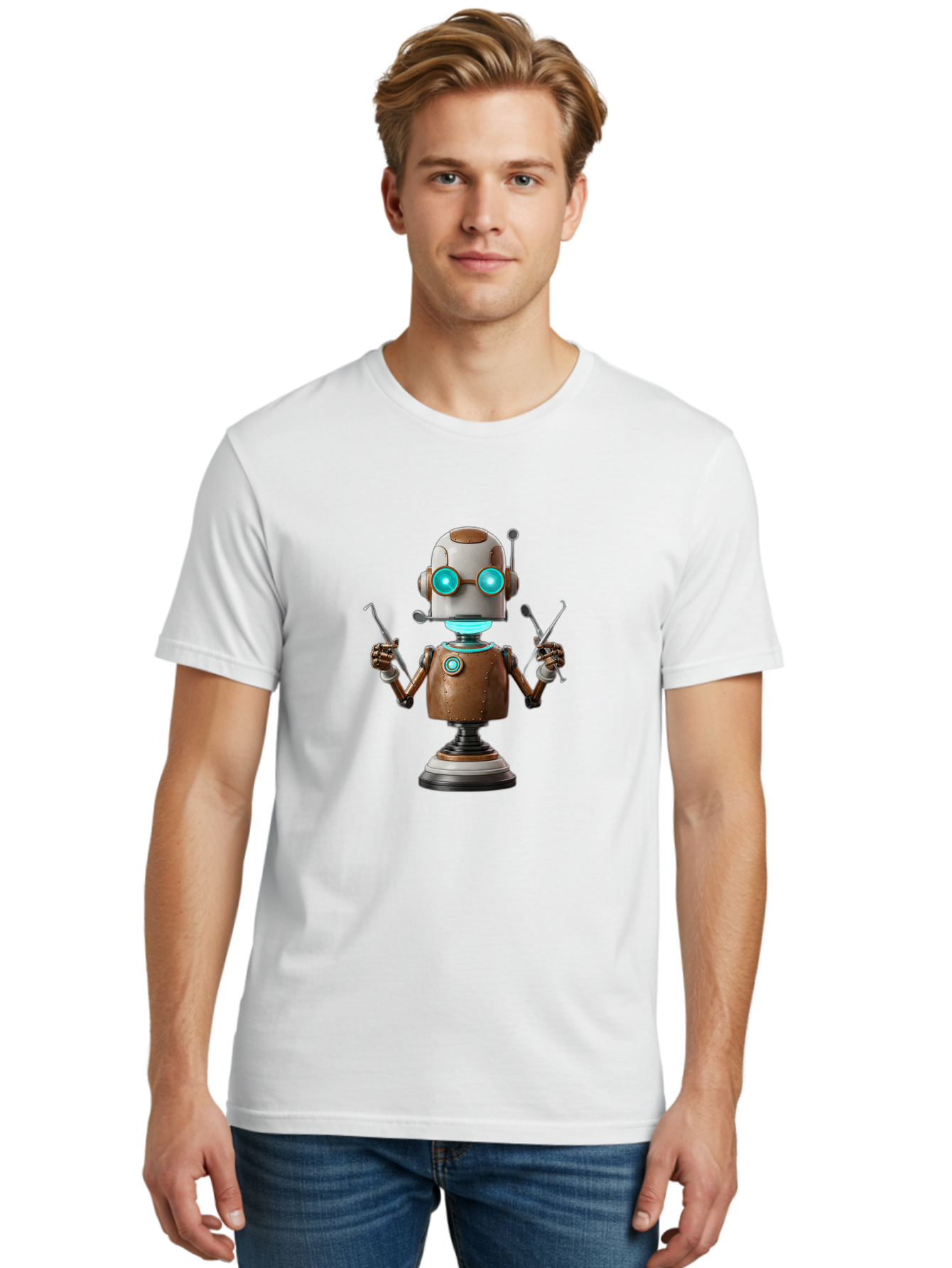 Robot-With-Dental-Tools Men'S Graphic Tee, 100% Cotton, Comfortable Casual Summer Wear, Machine Washable, Vintage Camera, Old Camera, Antique Camera, Black Camera, Classic Photography, Photography Equipment, Nostalgic Device, Film Camera, Ban350
