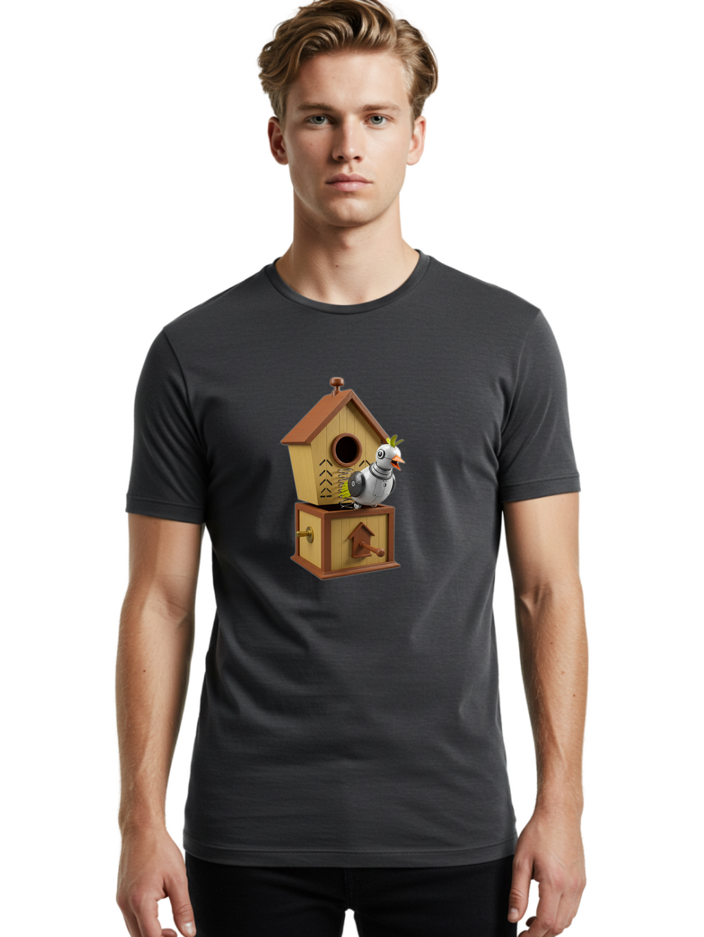 Robotic-Bird Men'S Graphic Tee, 100% Cotton, Comfortable Casual Summer Wear, Machine Washable, Vintage Camera, Old Camera, Antique Camera, Black Camera, Classic Photography, Photography Equipment, Nostalgic Device, Film Camera, Camera Art Ban352
