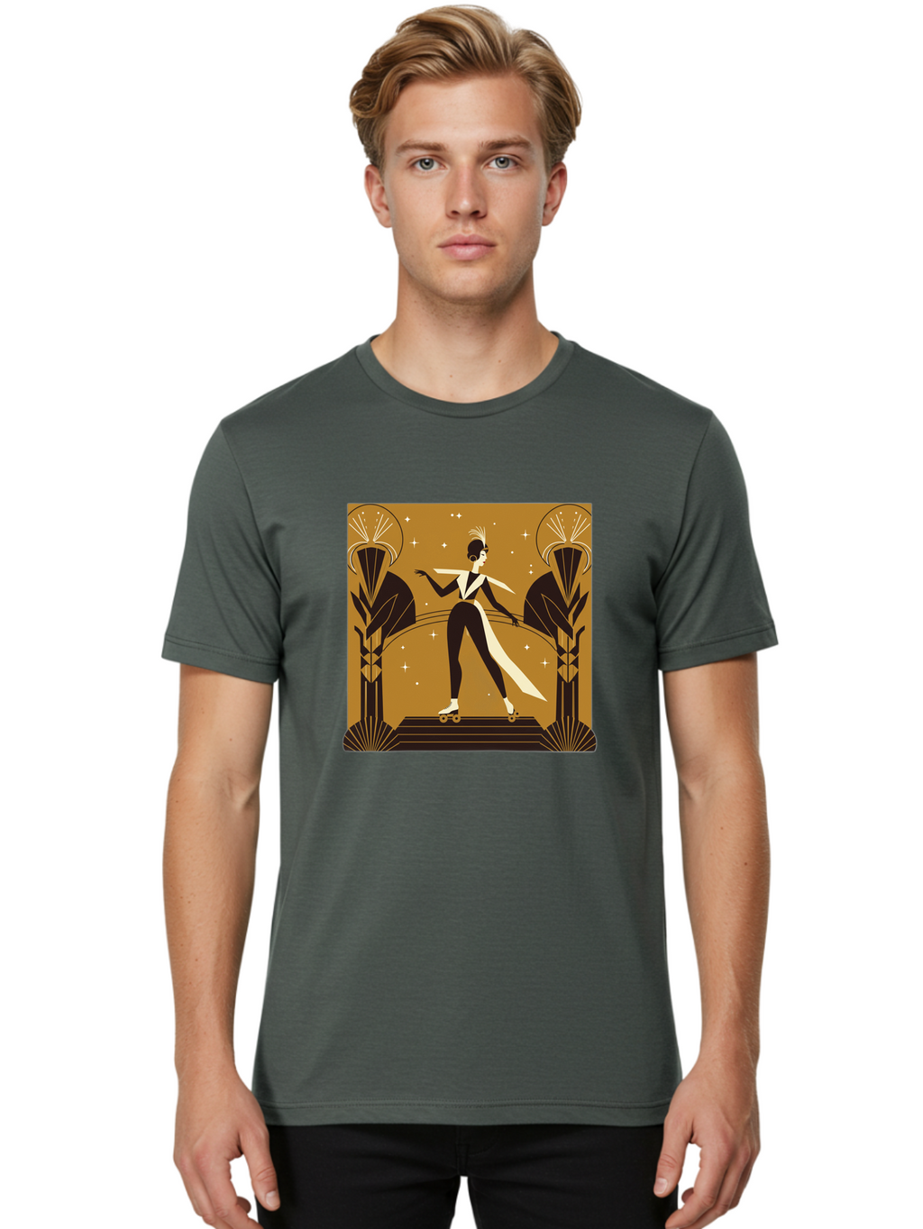 Roller-Skater-Art-Deco-Style Men'S Graphic Tee, 100% Cotton, Comfortable Casual Summer Wear, Machine Washable, Vintage Camera, Old Camera, Antique Camera, Black Camera, Classic Photography, Photography Equipment, Nostalgic Device, Film Camera, Ban359