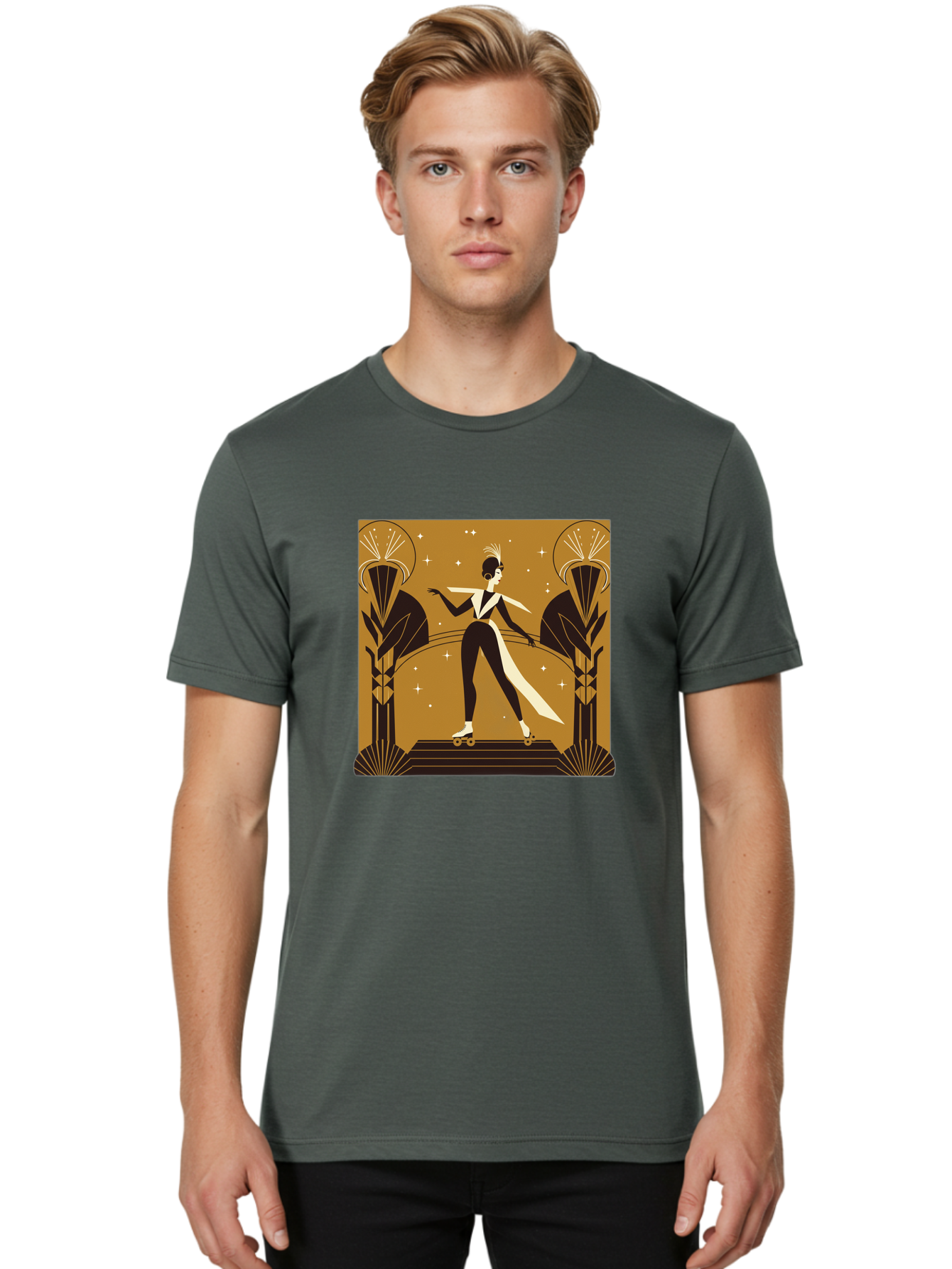 Roller-Skater-Art-Deco-Style Men'S Graphic Tee, 100% Cotton, Comfortable Casual Summer Wear, Machine Washable, Vintage Camera, Old Camera, Antique Camera, Black Camera, Classic Photography, Photography Equipment, Nostalgic Device, Film Camera, Ban359