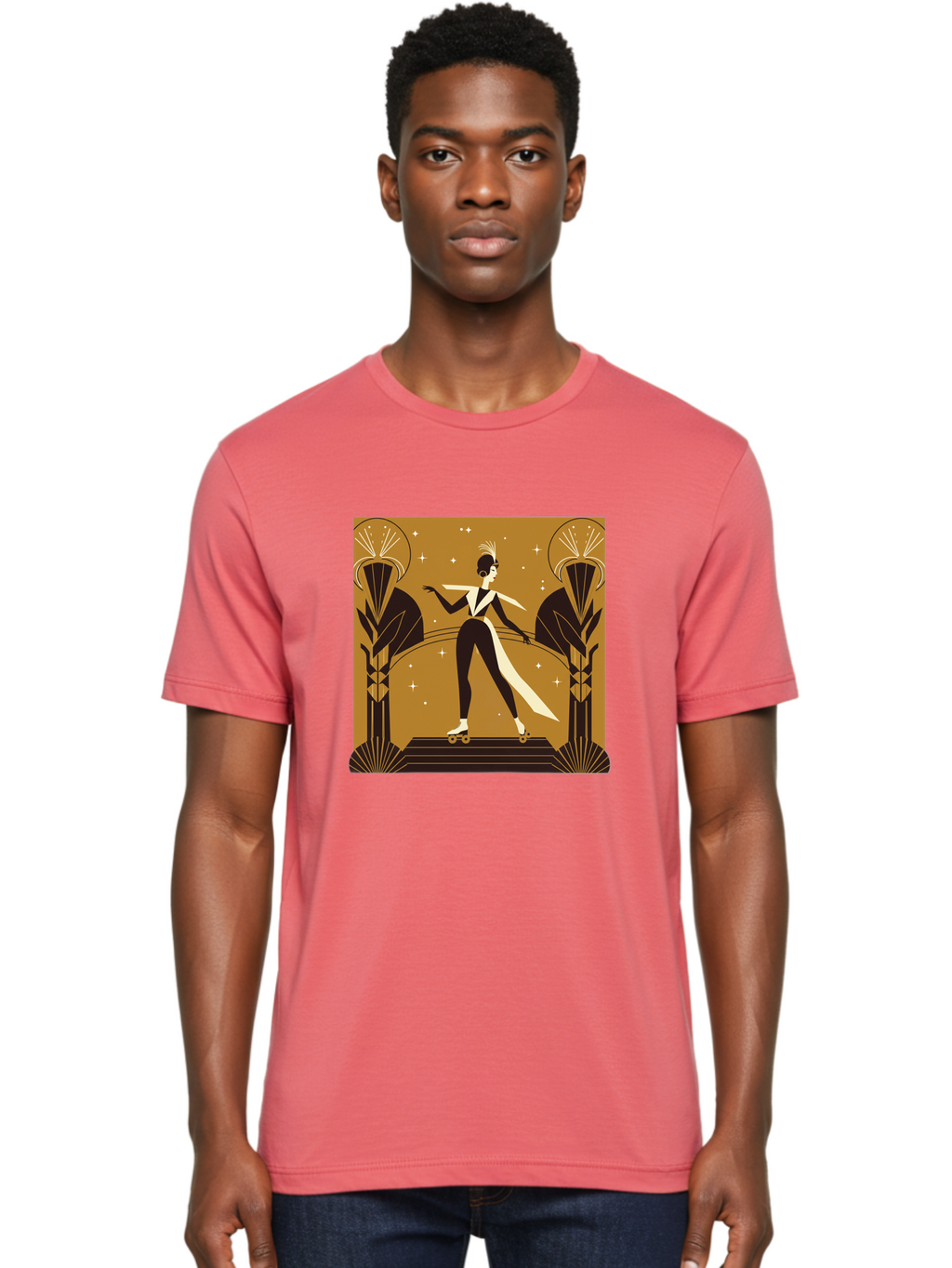 Roller-Skater-Art-Deco-Style Men'S Graphic Tee, 100% Cotton, Comfortable Casual Summer Wear, Machine Washable, Vintage Camera, Old Camera, Antique Camera, Black Camera, Classic Photography, Photography Equipment, Nostalgic Device, Film Camera, Ban359