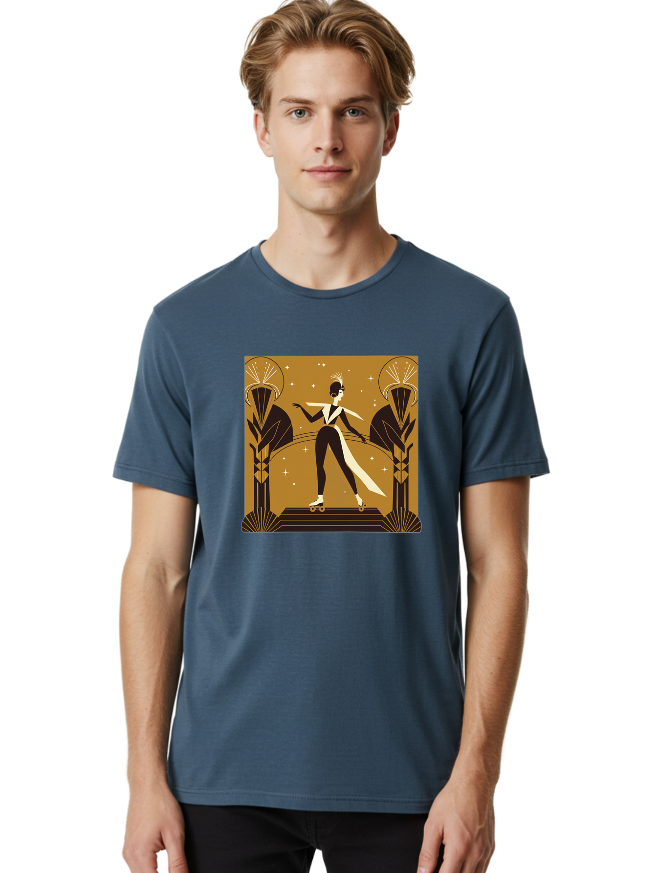 Roller-Skater-Art-Deco-Style Men'S Graphic Tee, 100% Cotton, Comfortable Casual Summer Wear, Machine Washable, Vintage Camera, Old Camera, Antique Camera, Black Camera, Classic Photography, Photography Equipment, Nostalgic Device, Film Camera, Ban359