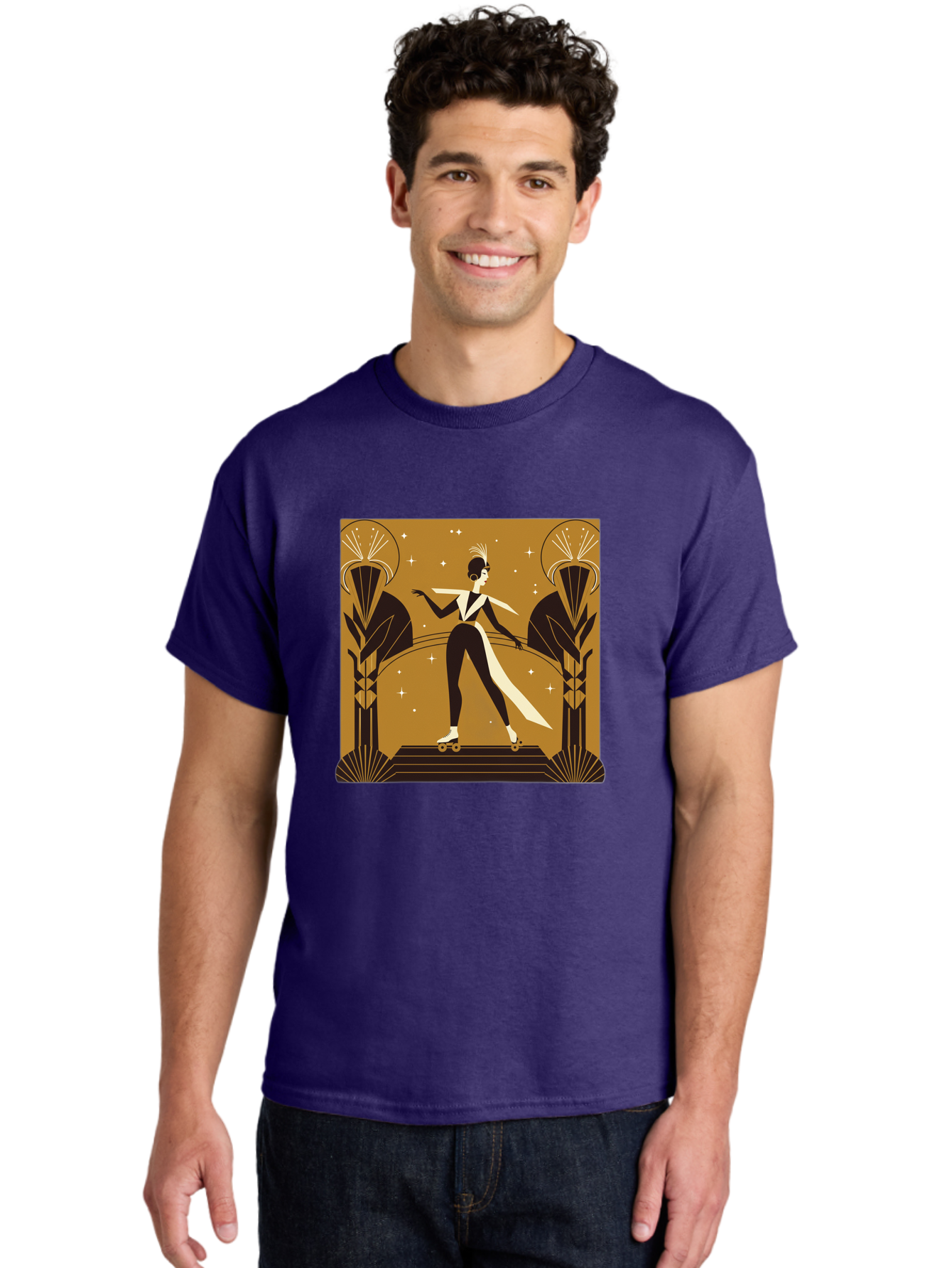 Roller-Skater-Art-Deco-Style Men'S Graphic Tee, 100% Cotton, Comfortable Casual Summer Wear, Machine Washable, Vintage Camera, Old Camera, Antique Camera, Black Camera, Classic Photography, Photography Equipment, Nostalgic Device, Film Camera, Ban359